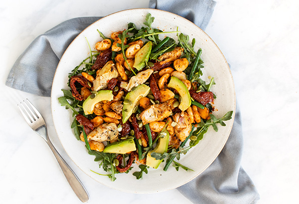 Warm red pesto beans, artichokes & rocket_1rs