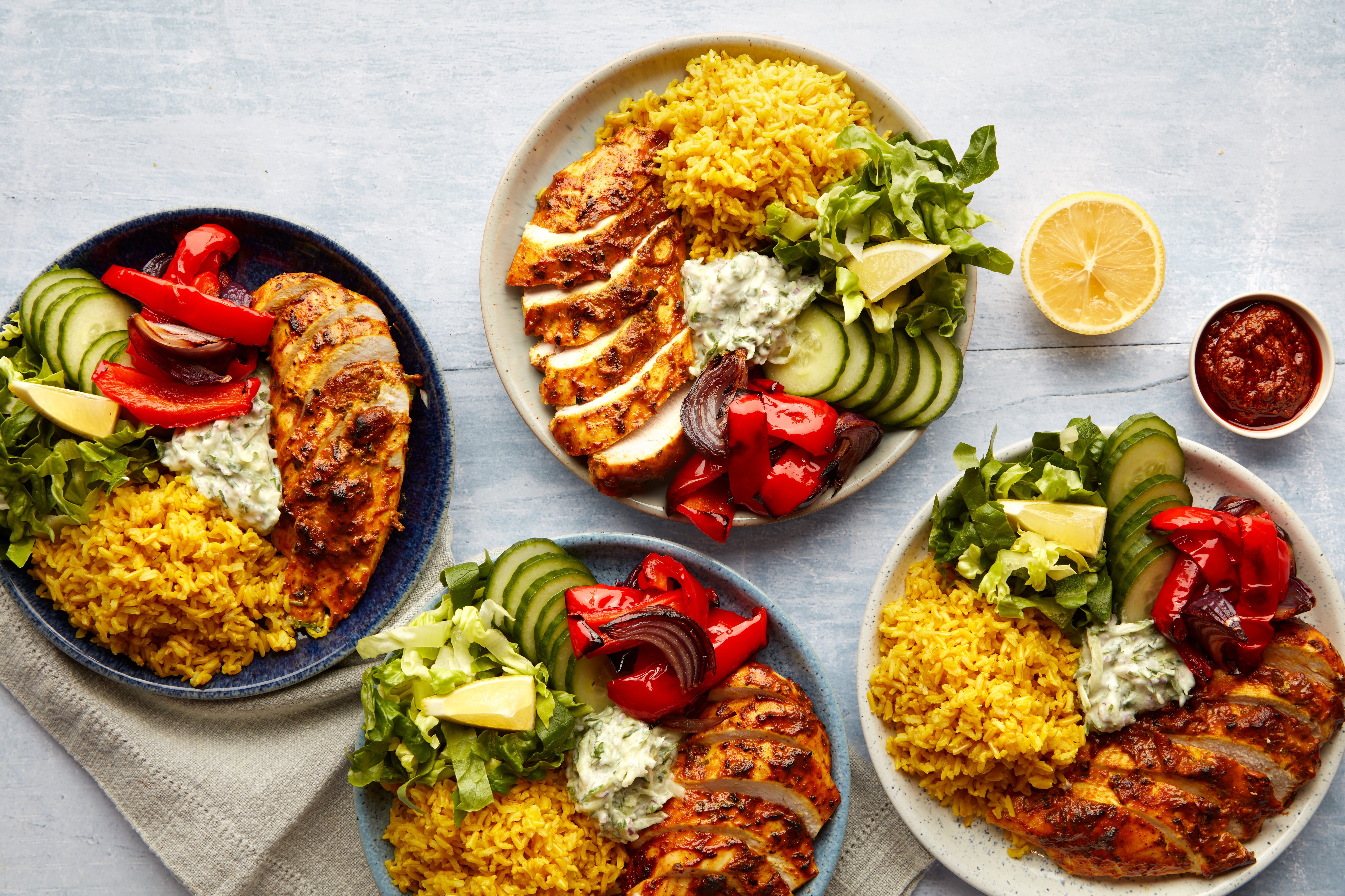 Tikka Chicken, Turmeric Rice & Yoghurt Dip