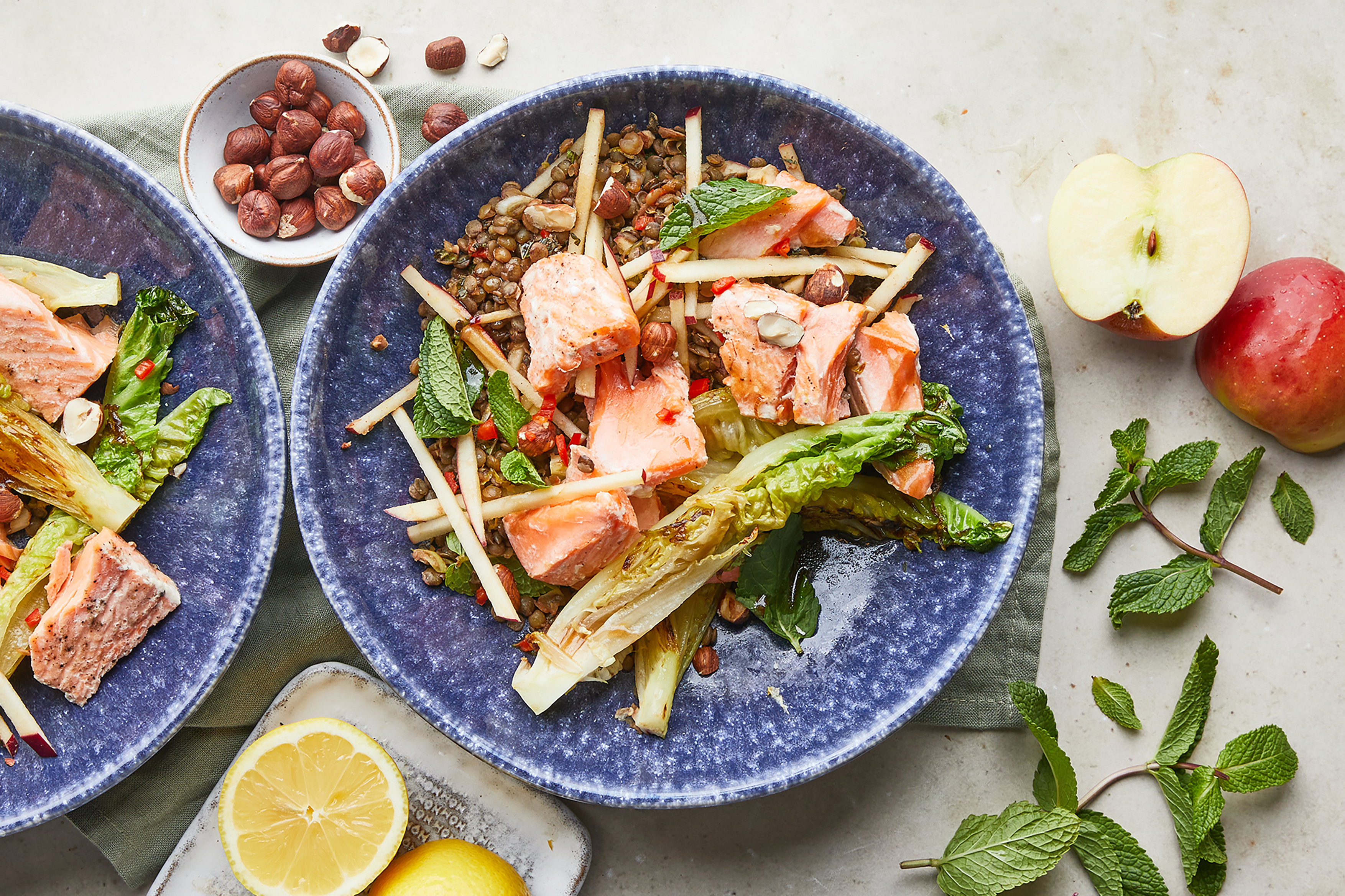 Hot-smoked Trout Salad with Lentils & Apple