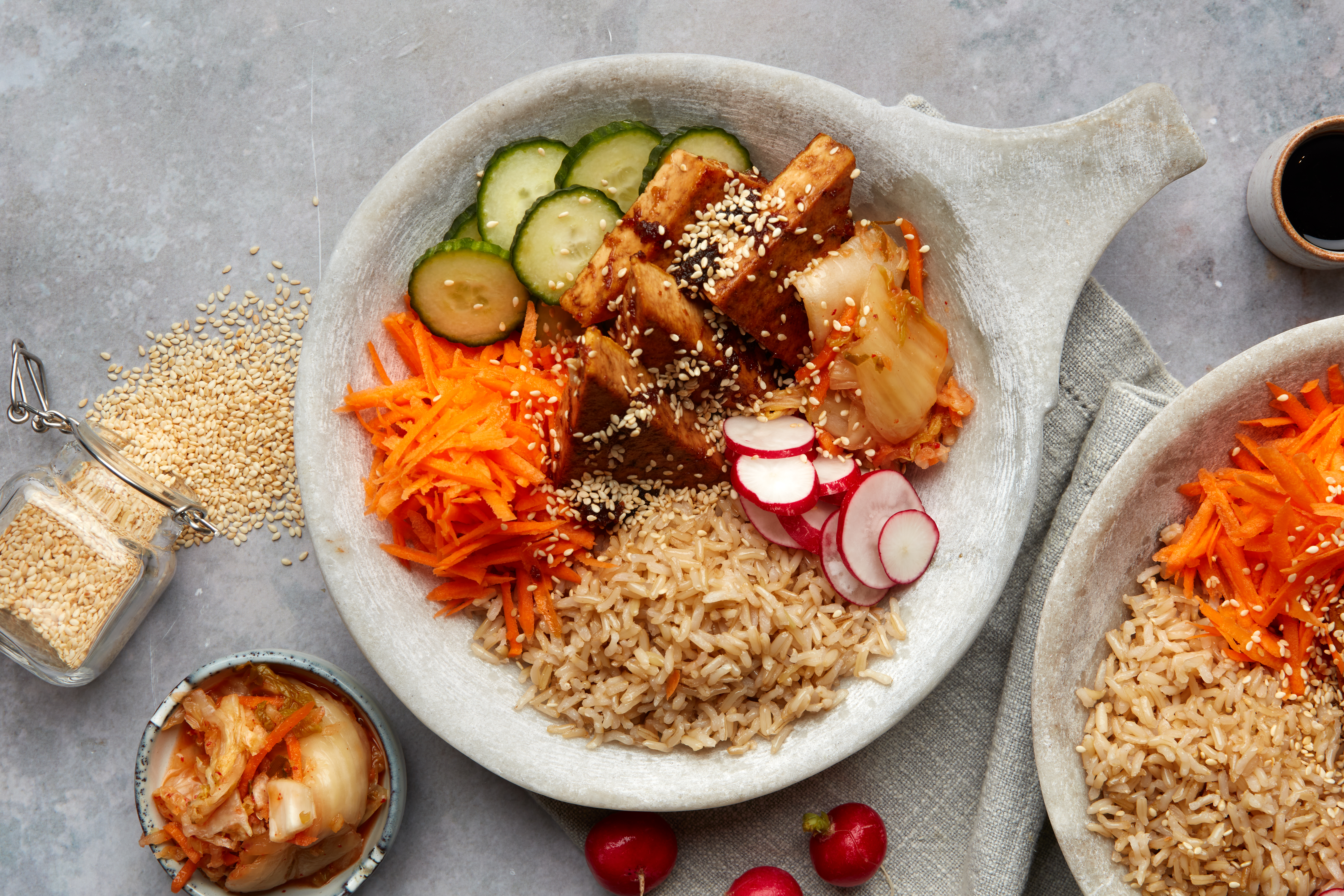 Sesame Tofu & Kimchi Rice Bowl