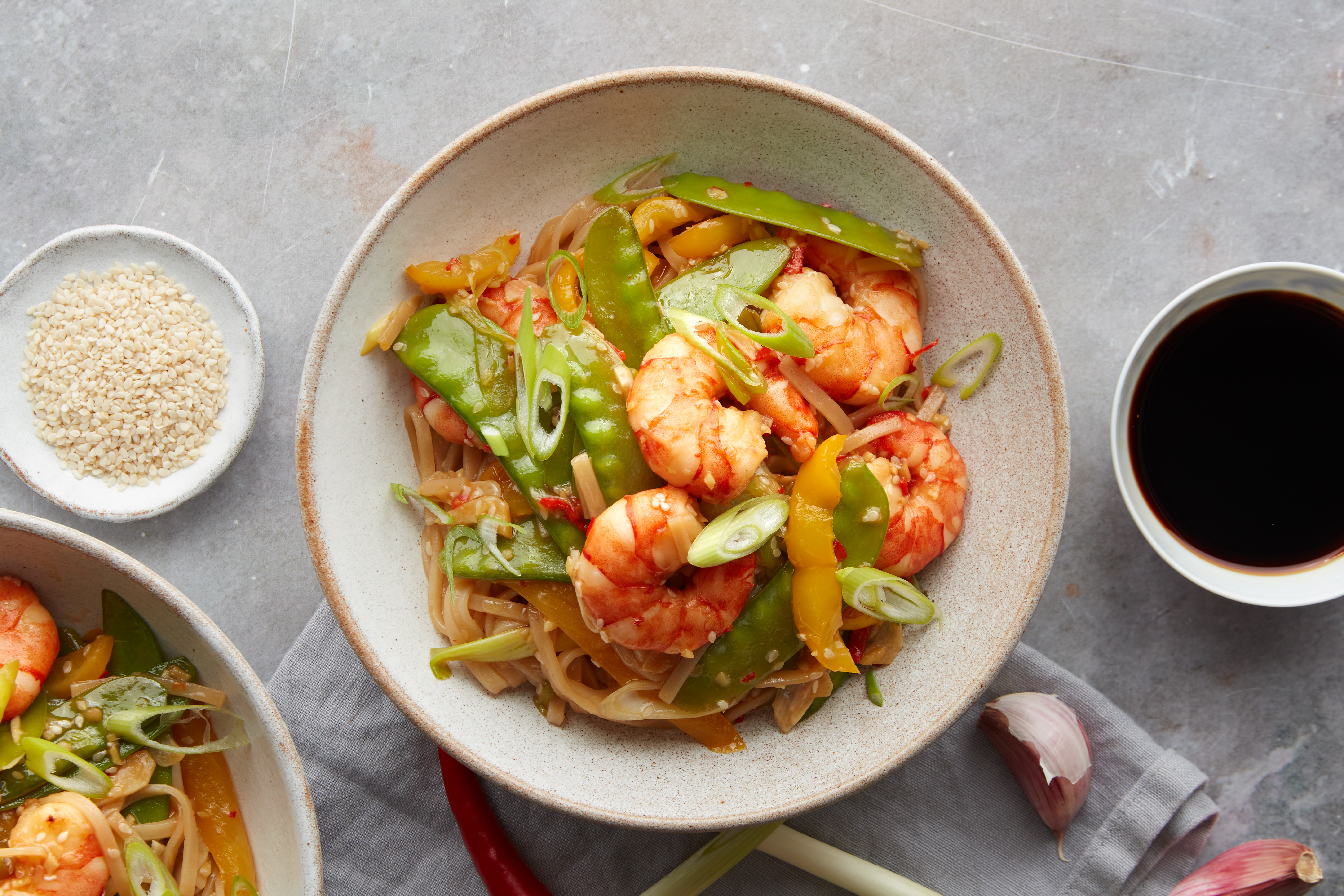 Sticky Chilli Tiger Prawn Noodle Stir-fry