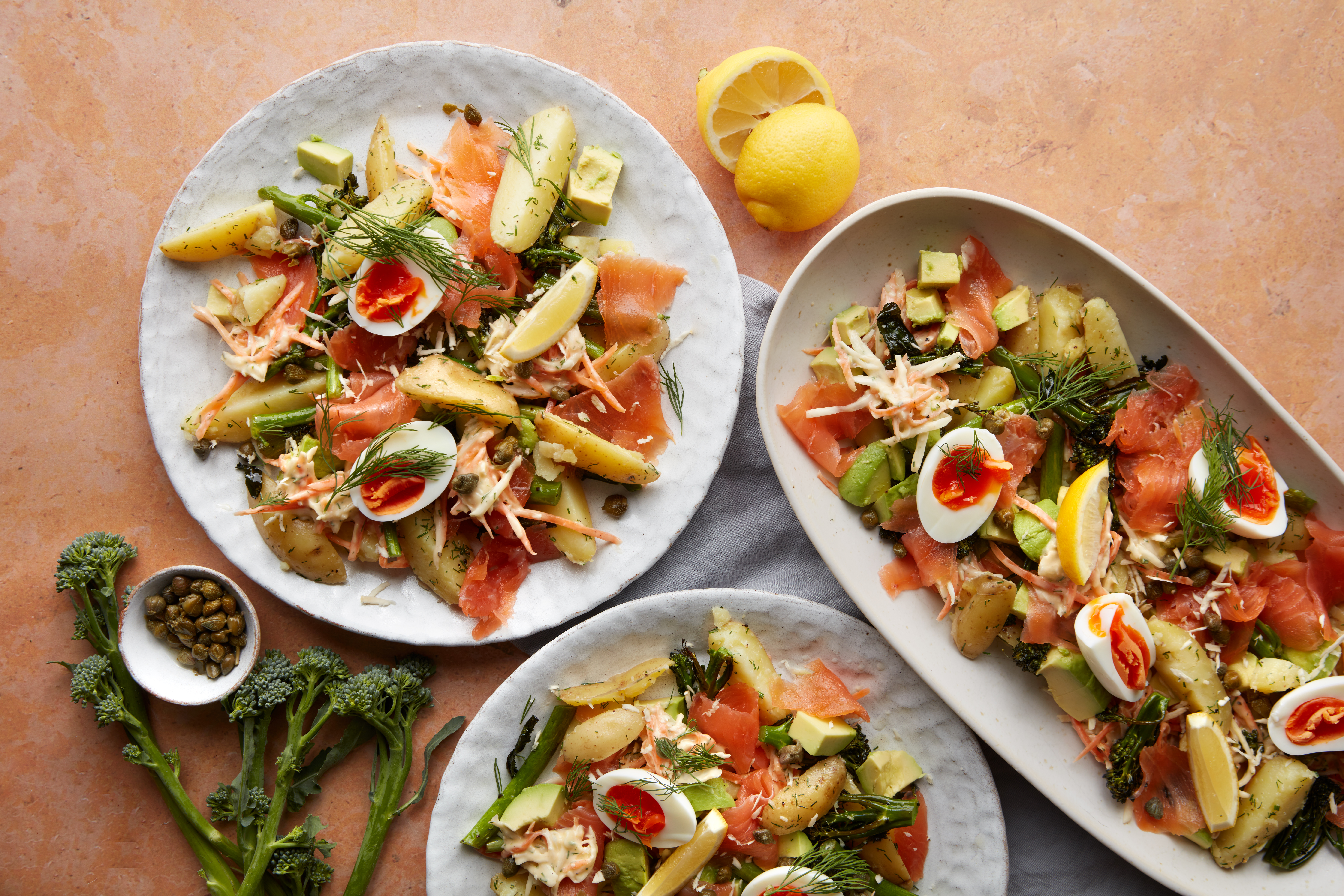 Smoked salmon with jersey royals & horseradish