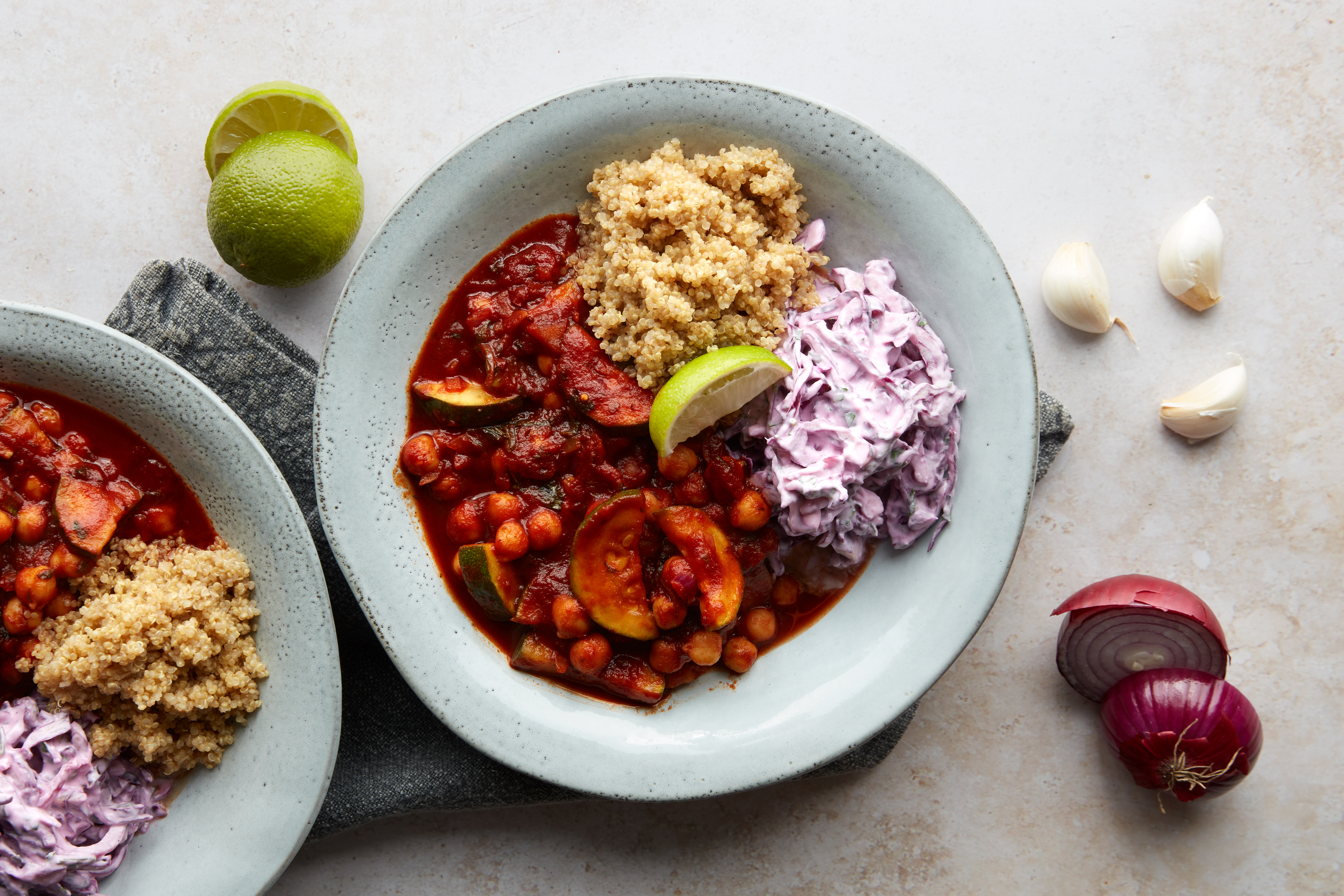 Chipotle Chickpeas with Creamy Cabbage Slaw