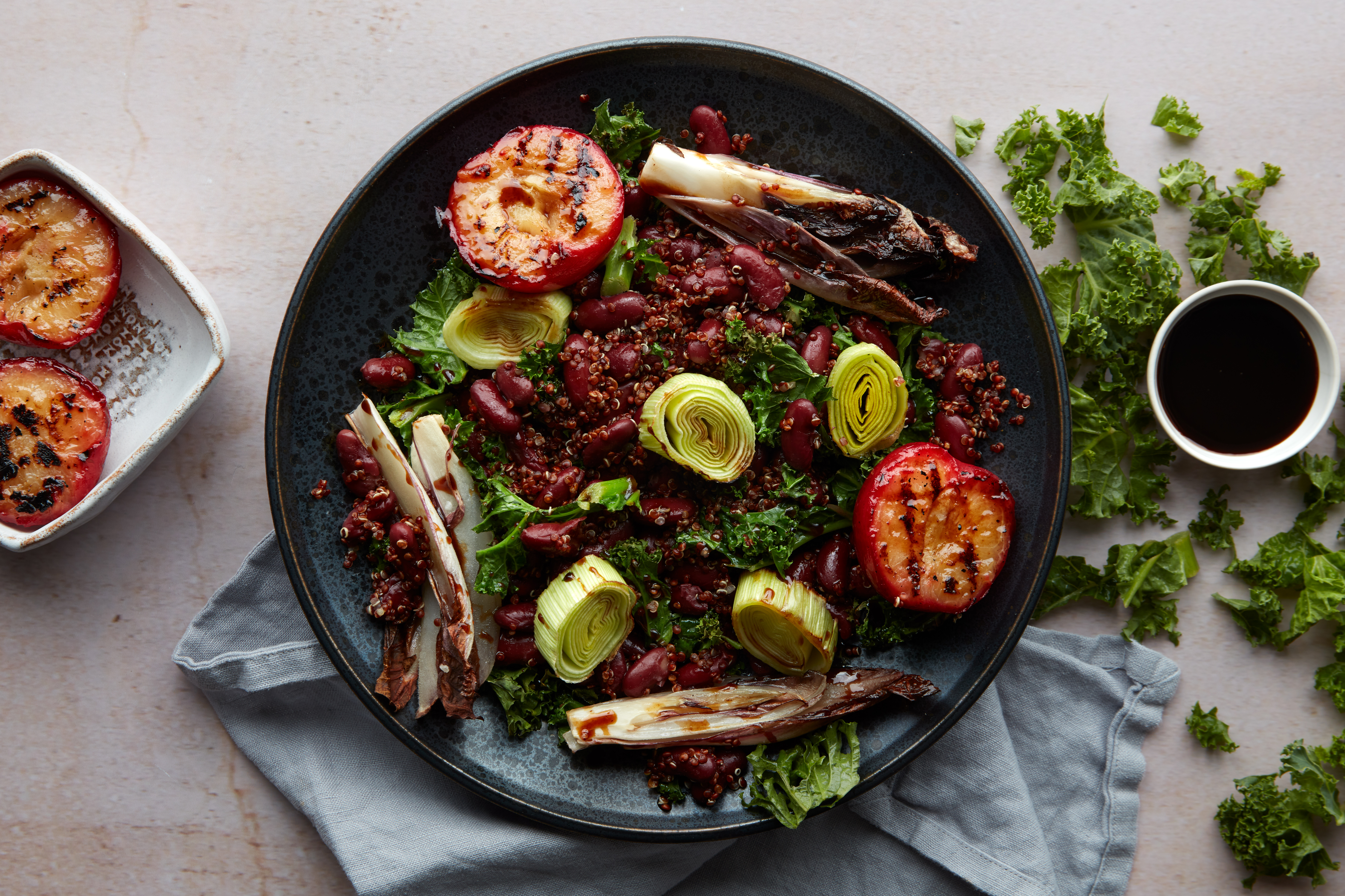 Chargrilled Plums With Leek Red Quinoa Recipe Mindful Chef