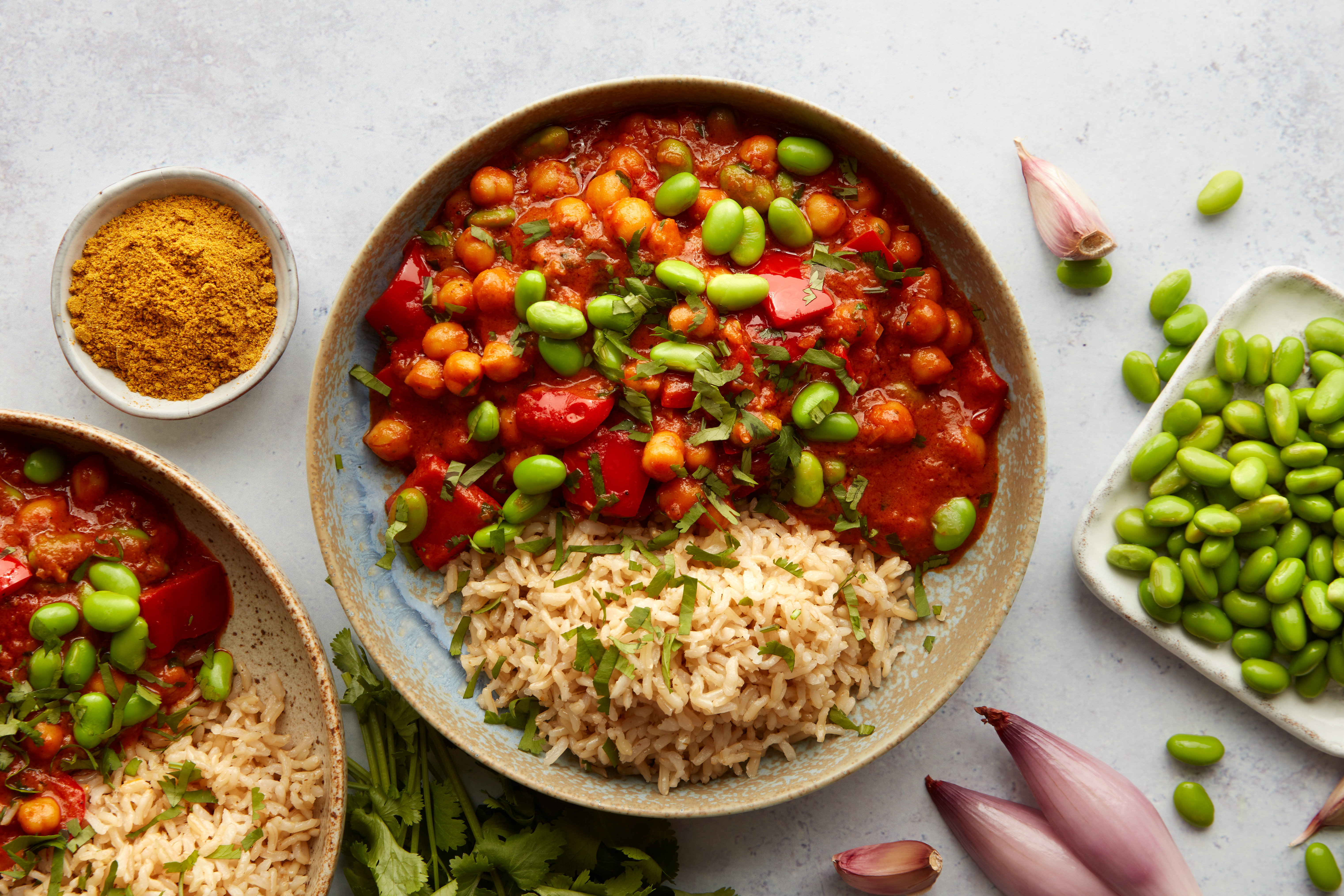 Edamame & Chickpea Curry with Brown Rice