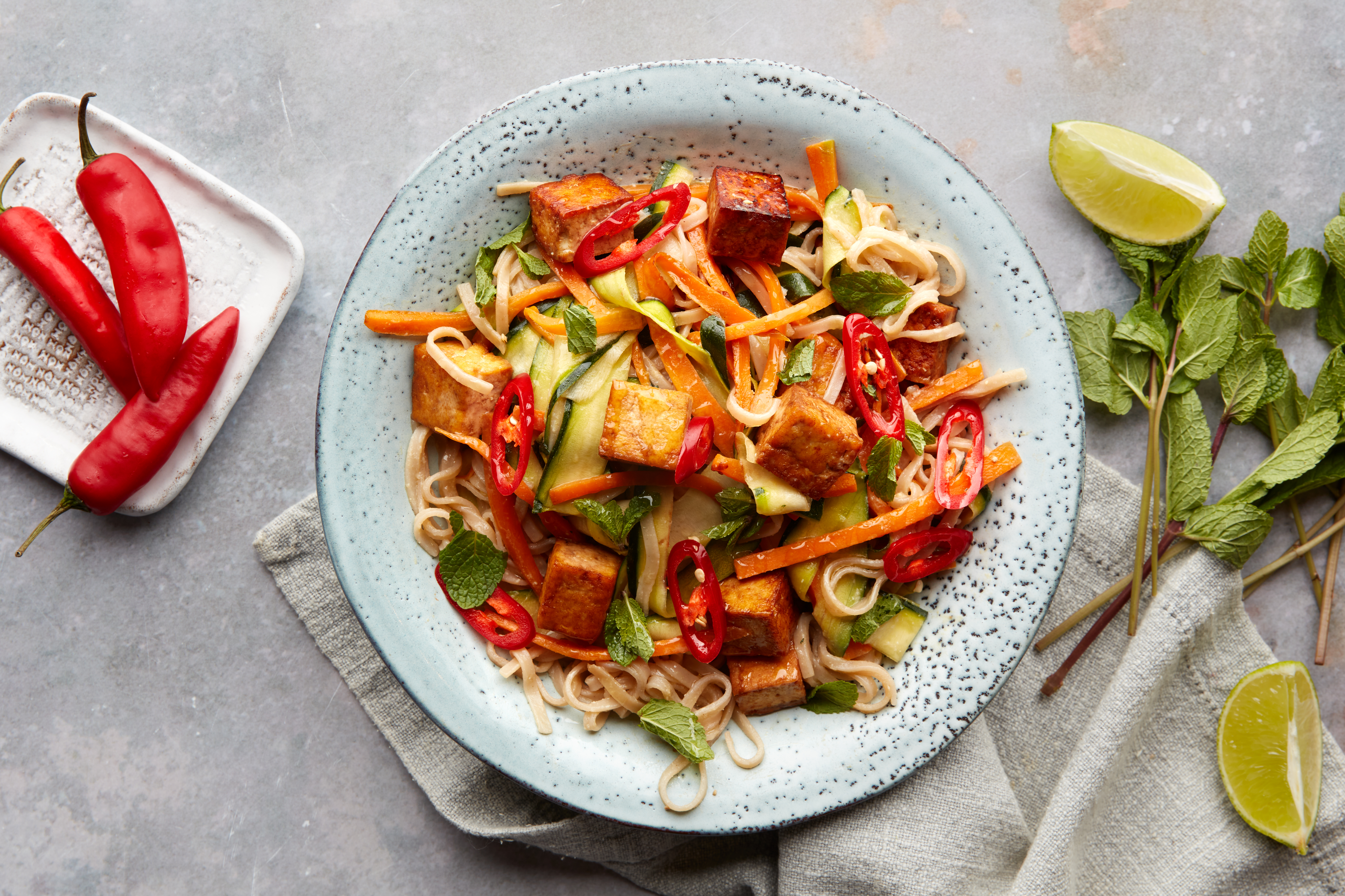 Tofoo Noodle Bowl with Miso Dressing (20 mins, Vegan) Recipe