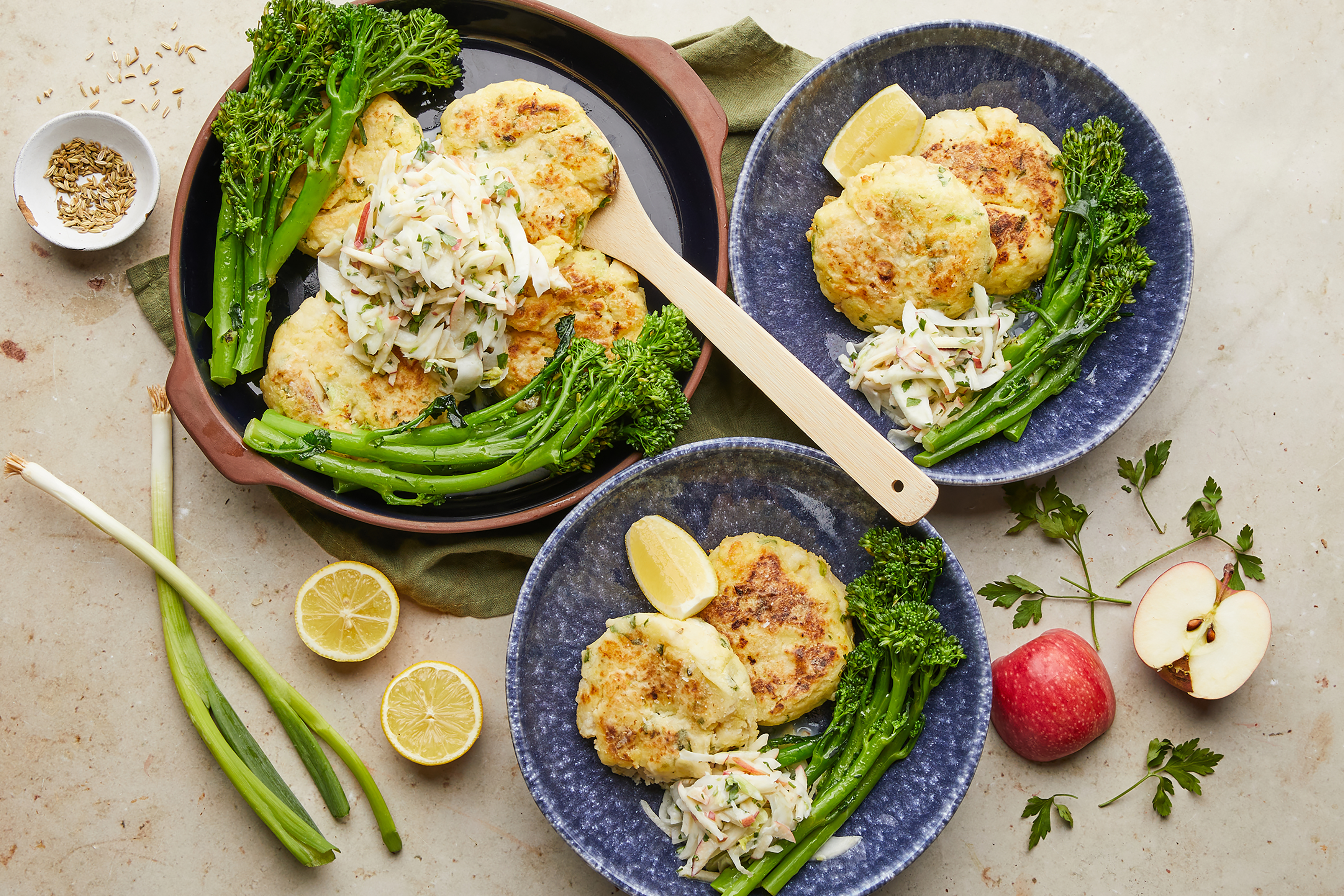 Hake Fishcakes with Apple & Fennel Slaw