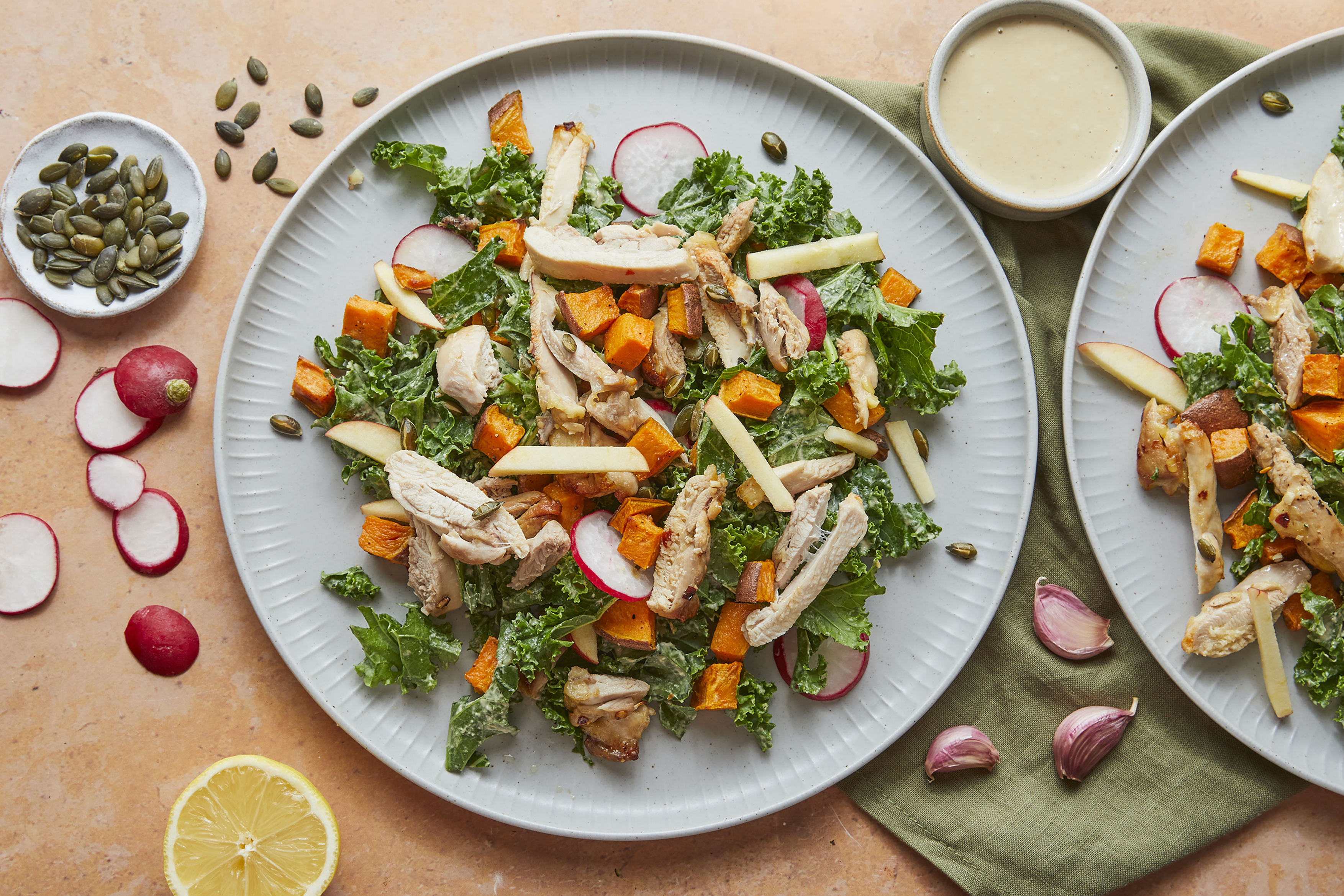 Creamy, tangy kale & chicken salad