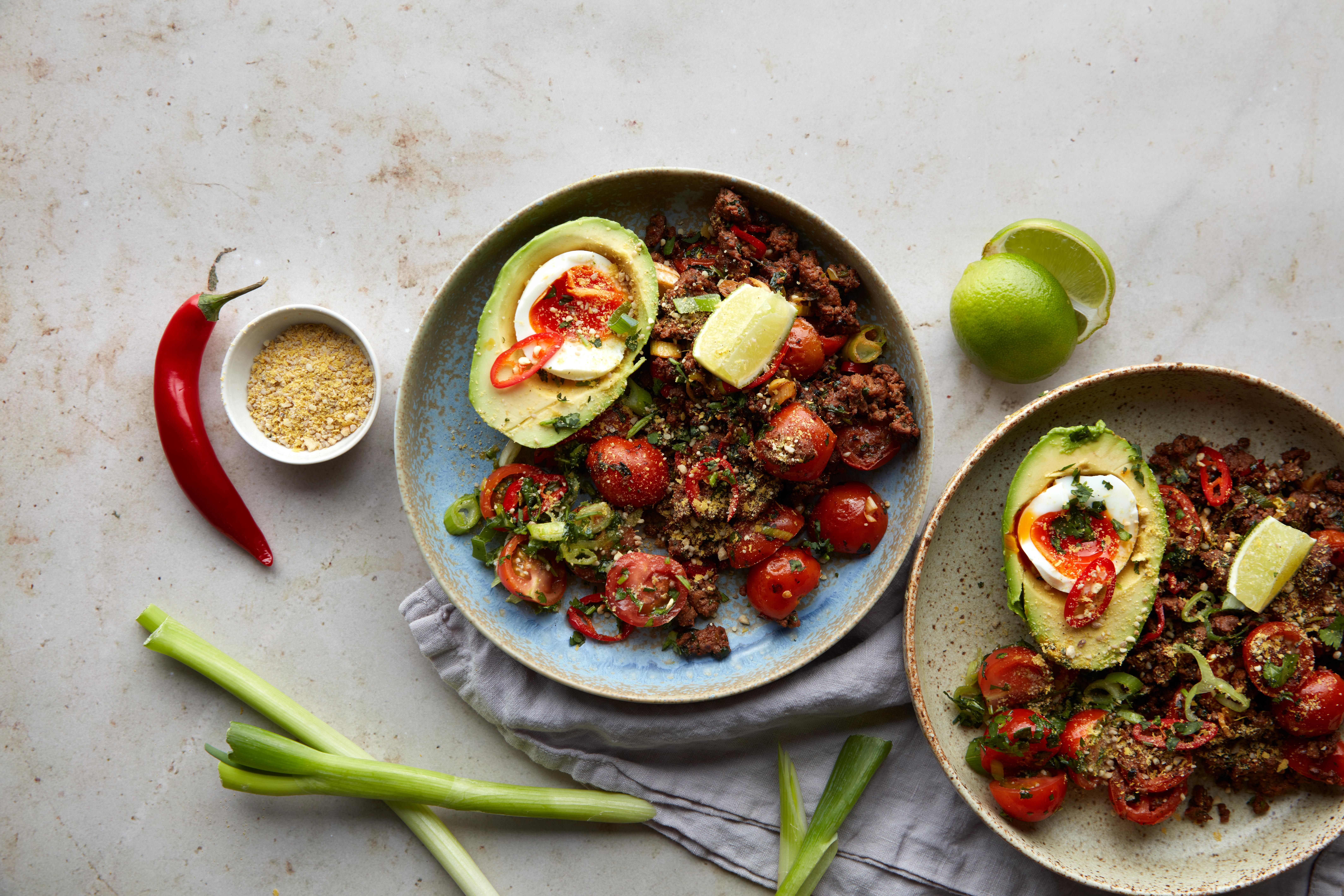 Chilli beef avocado and eggs