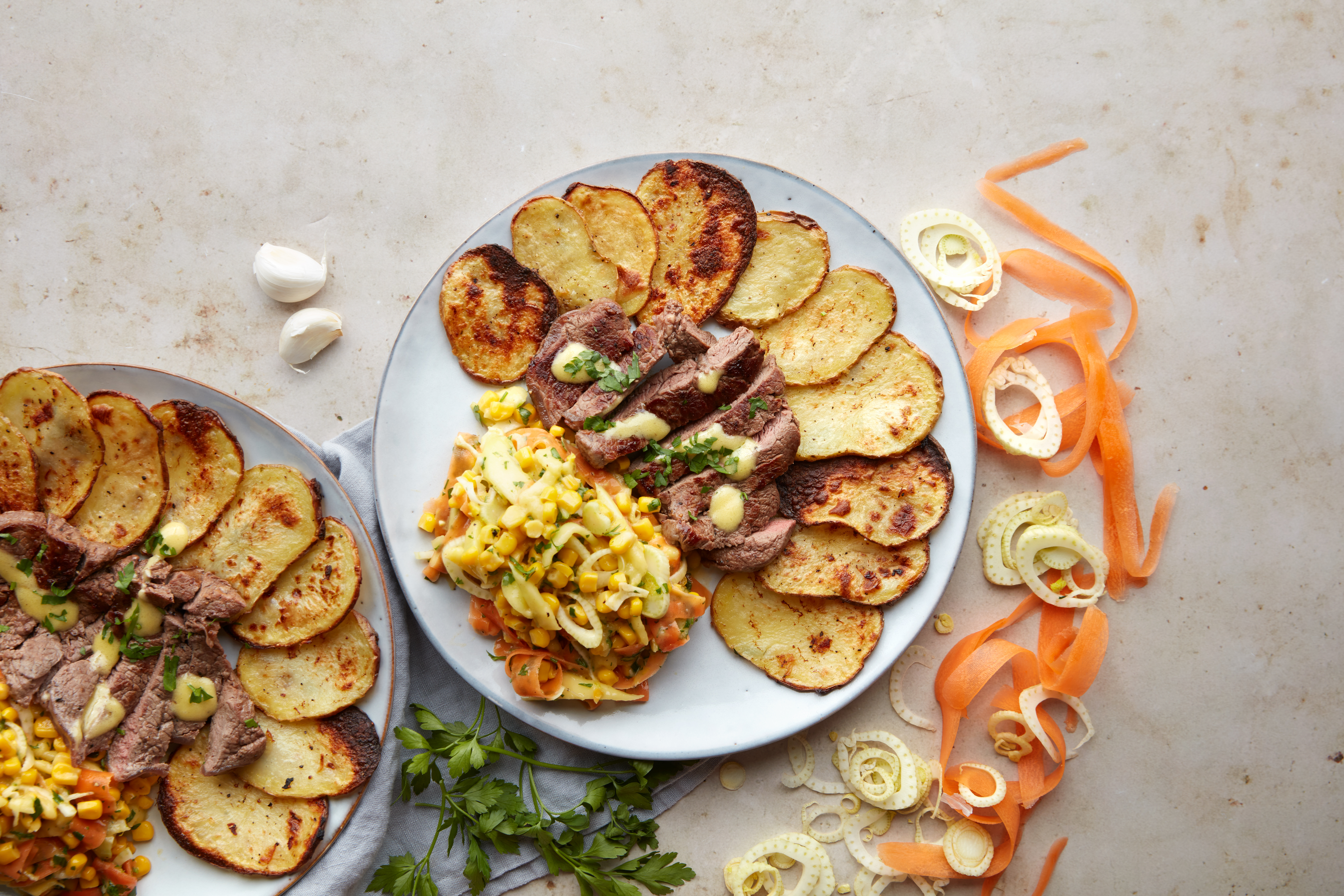 Flat iron steak with mango & fennel salad