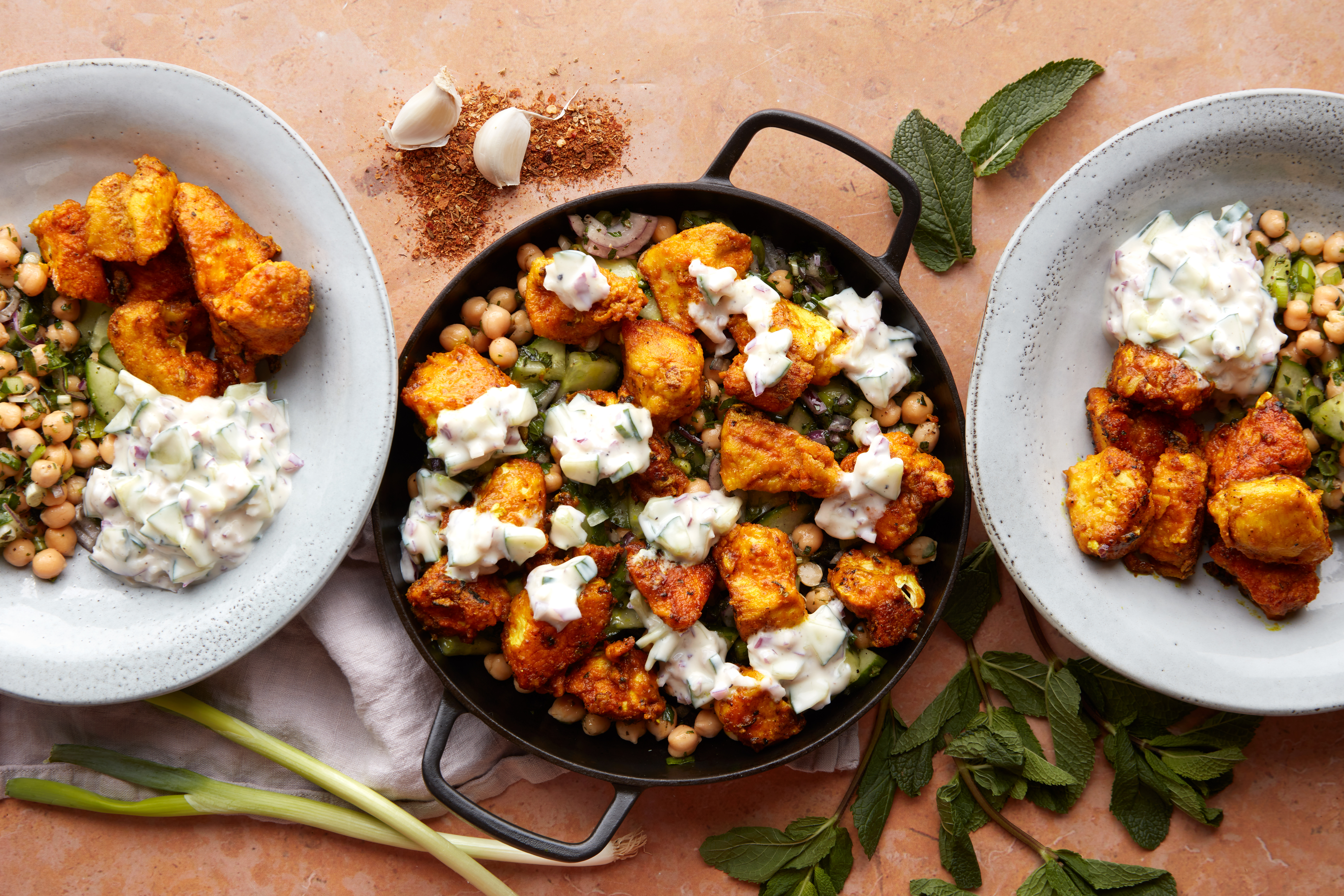 Crispy Cajun Chicken Bites with Yoghurt Dip