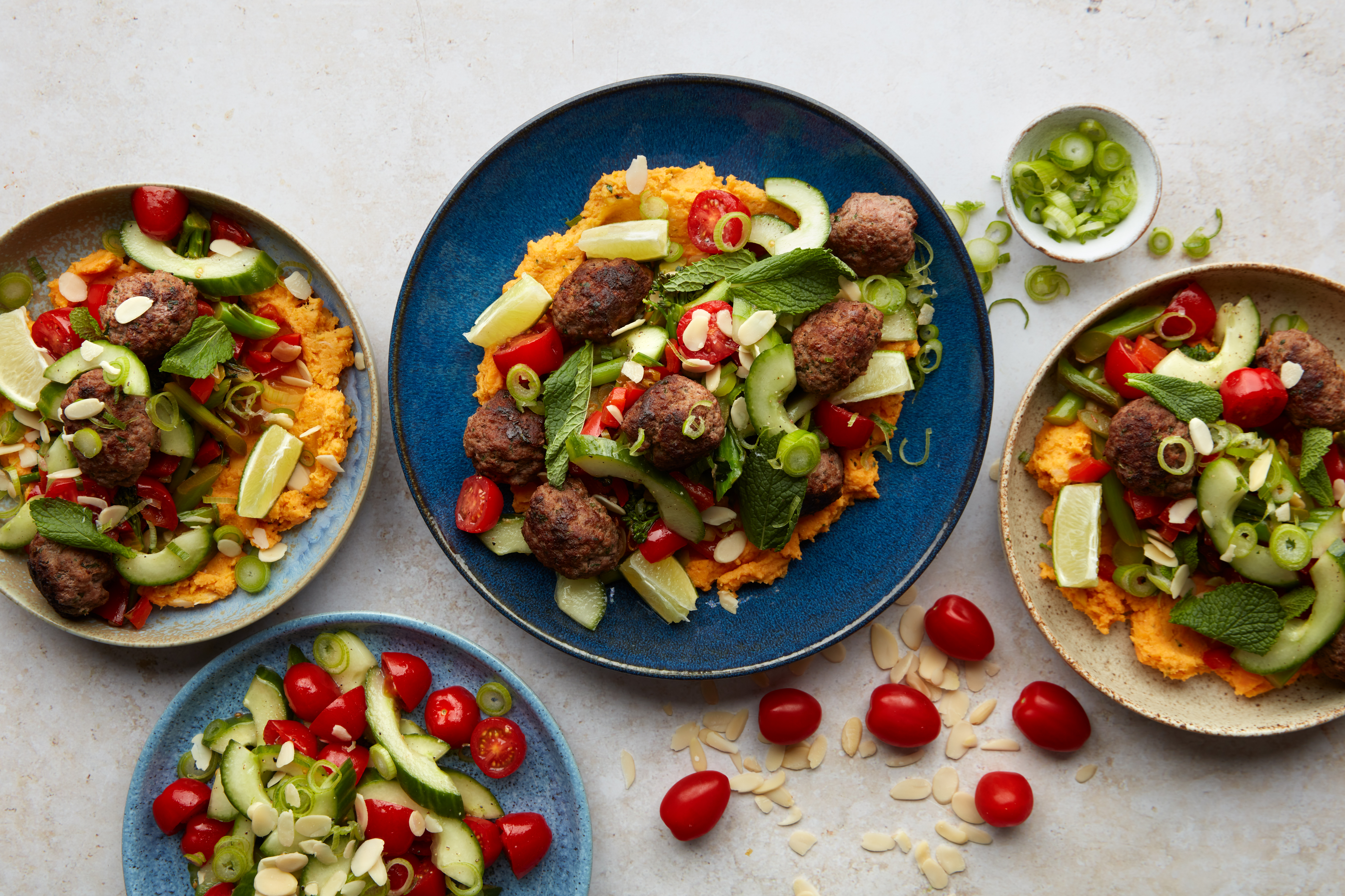 Beef Kibbeh, Sweet Potato Hummus & Roasted Broccoli