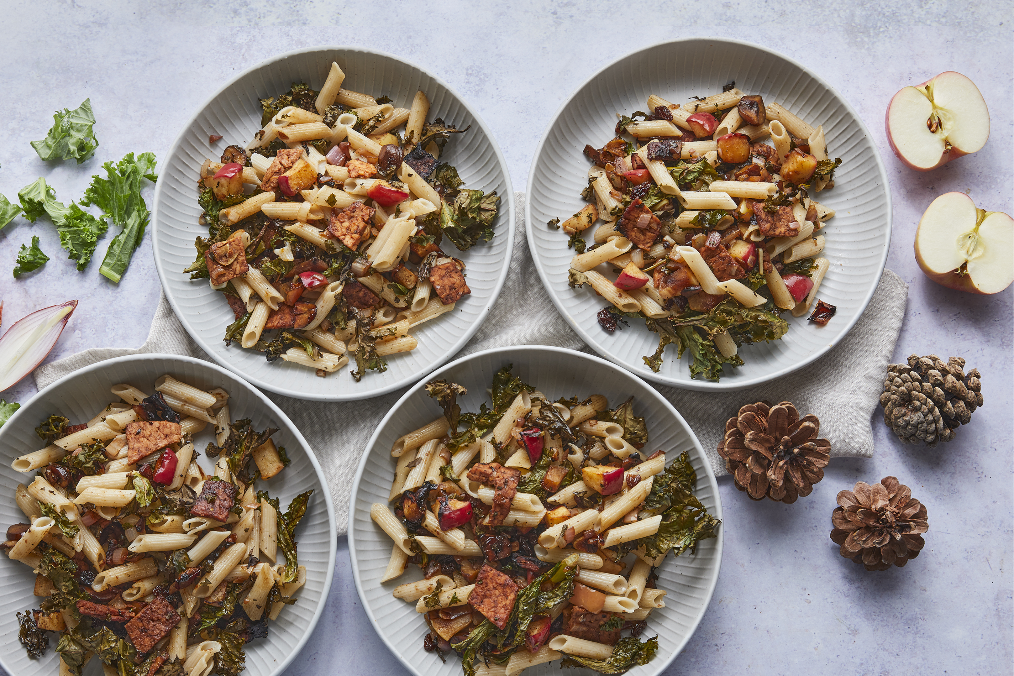 Chestnut, raisin & smoky tempeh pasta