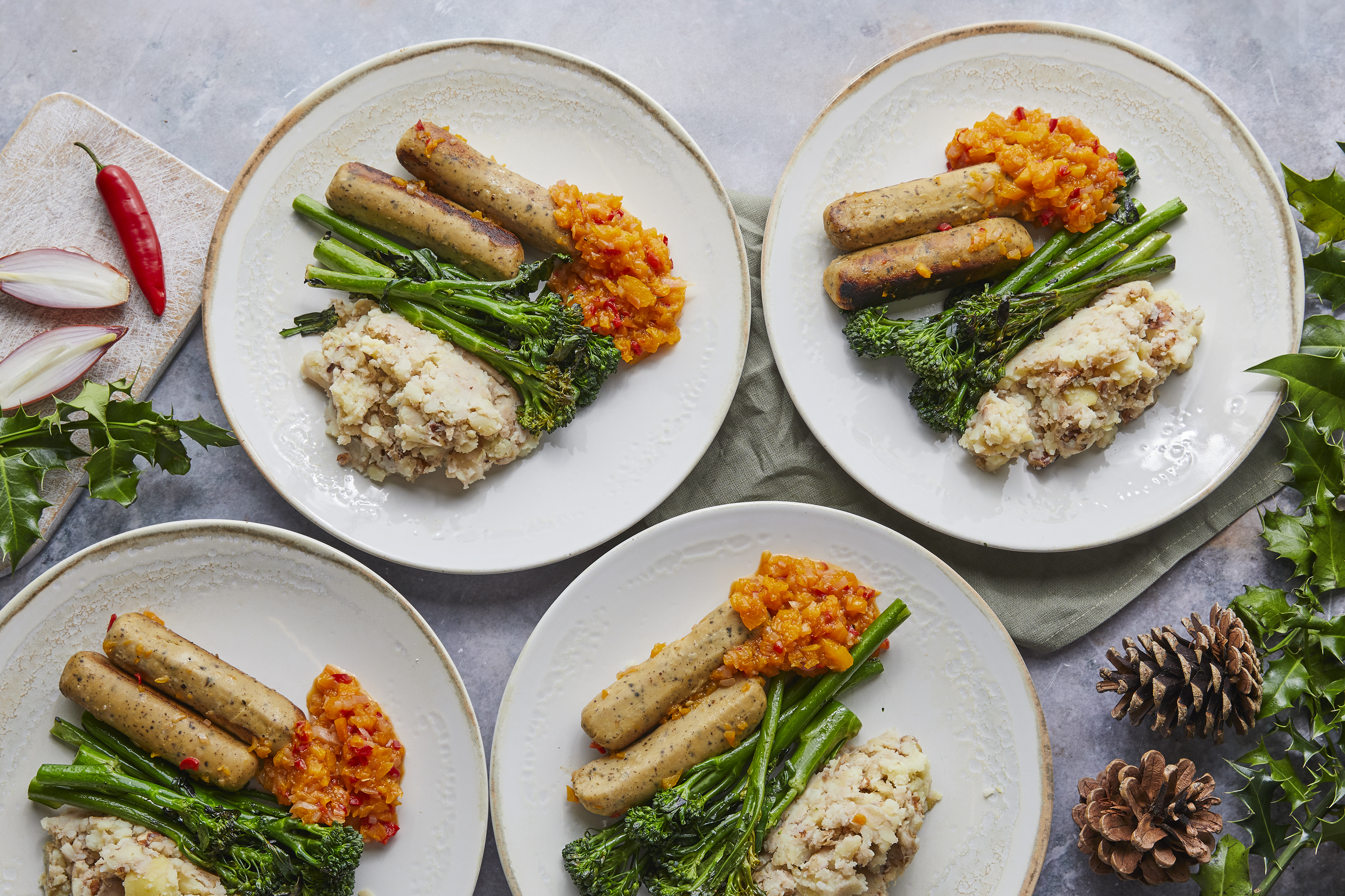 Tofu with Parsnip Mash and Persimmon Chutney