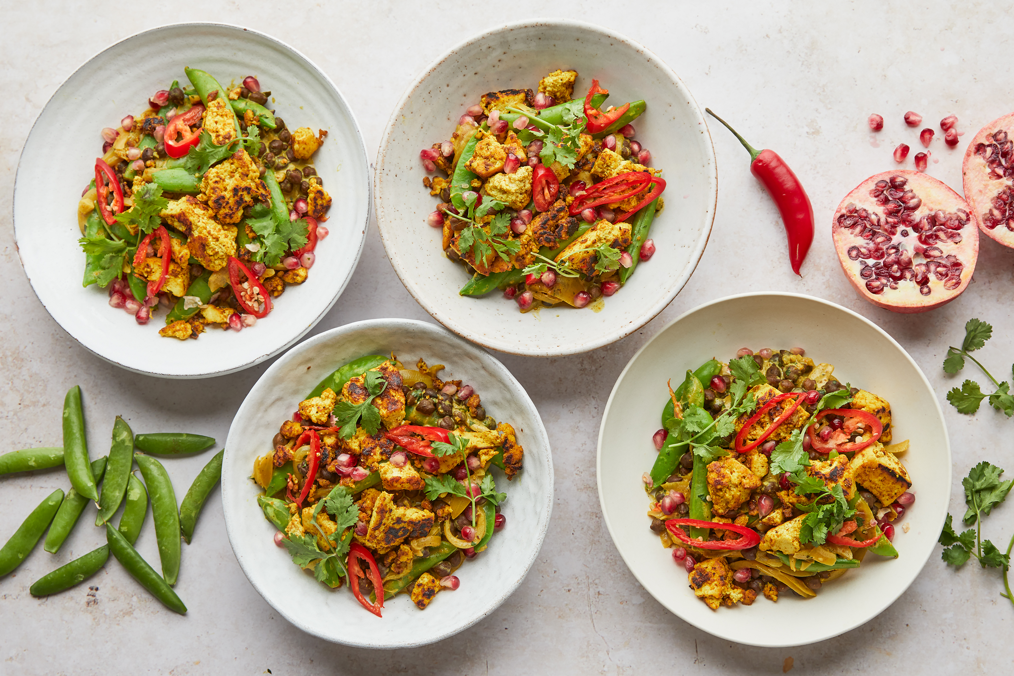Creamy West Indian tofu & black chickpea curry