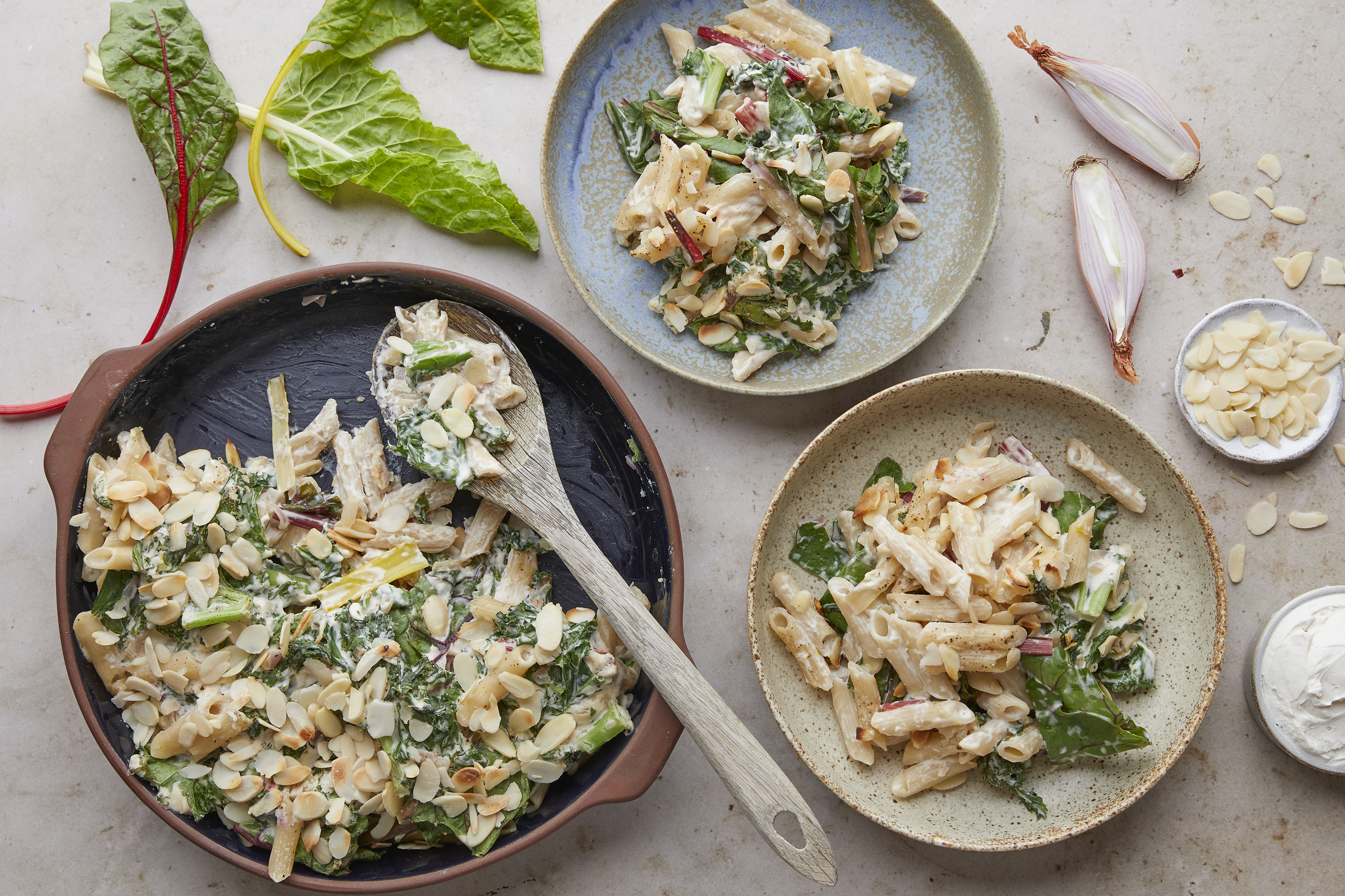 Smoked garlic and chard pasta gratin
