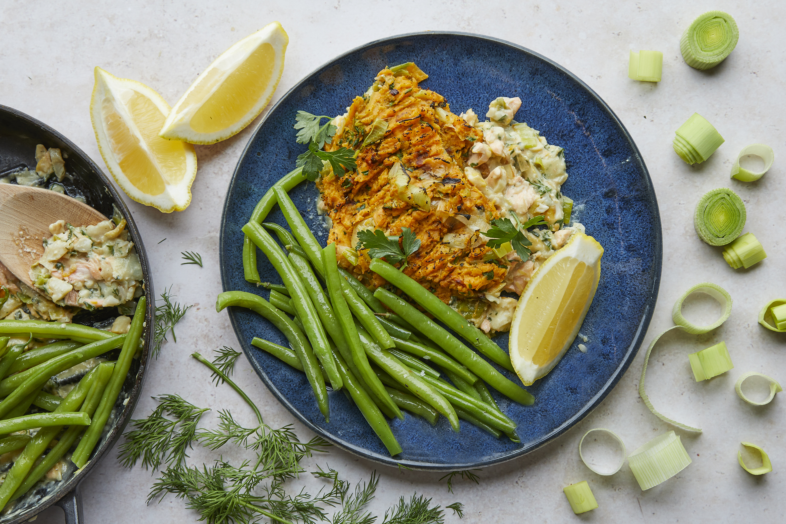 Fish pie with roasted carrot & leek topping