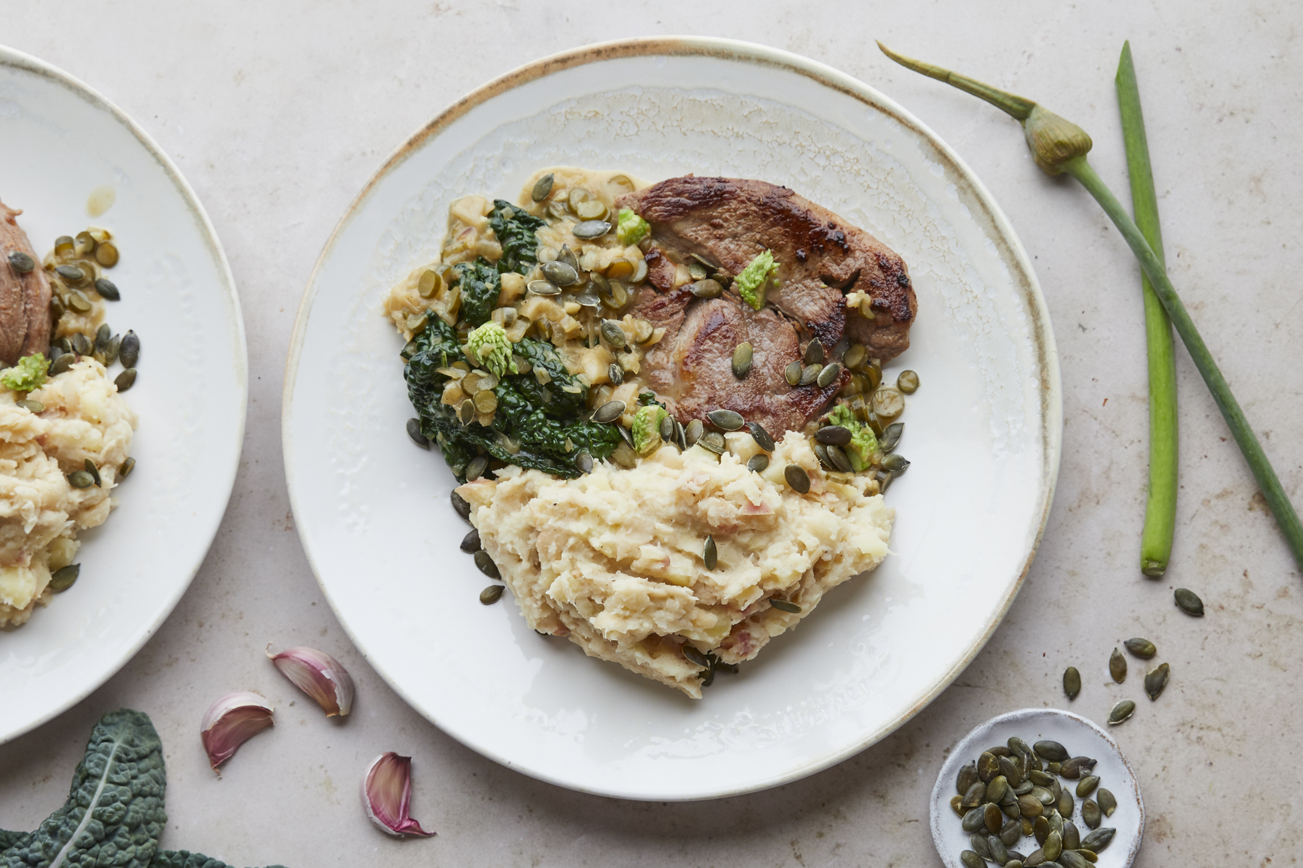 Lamb steak, parsnip bean mash & apple cider sauce