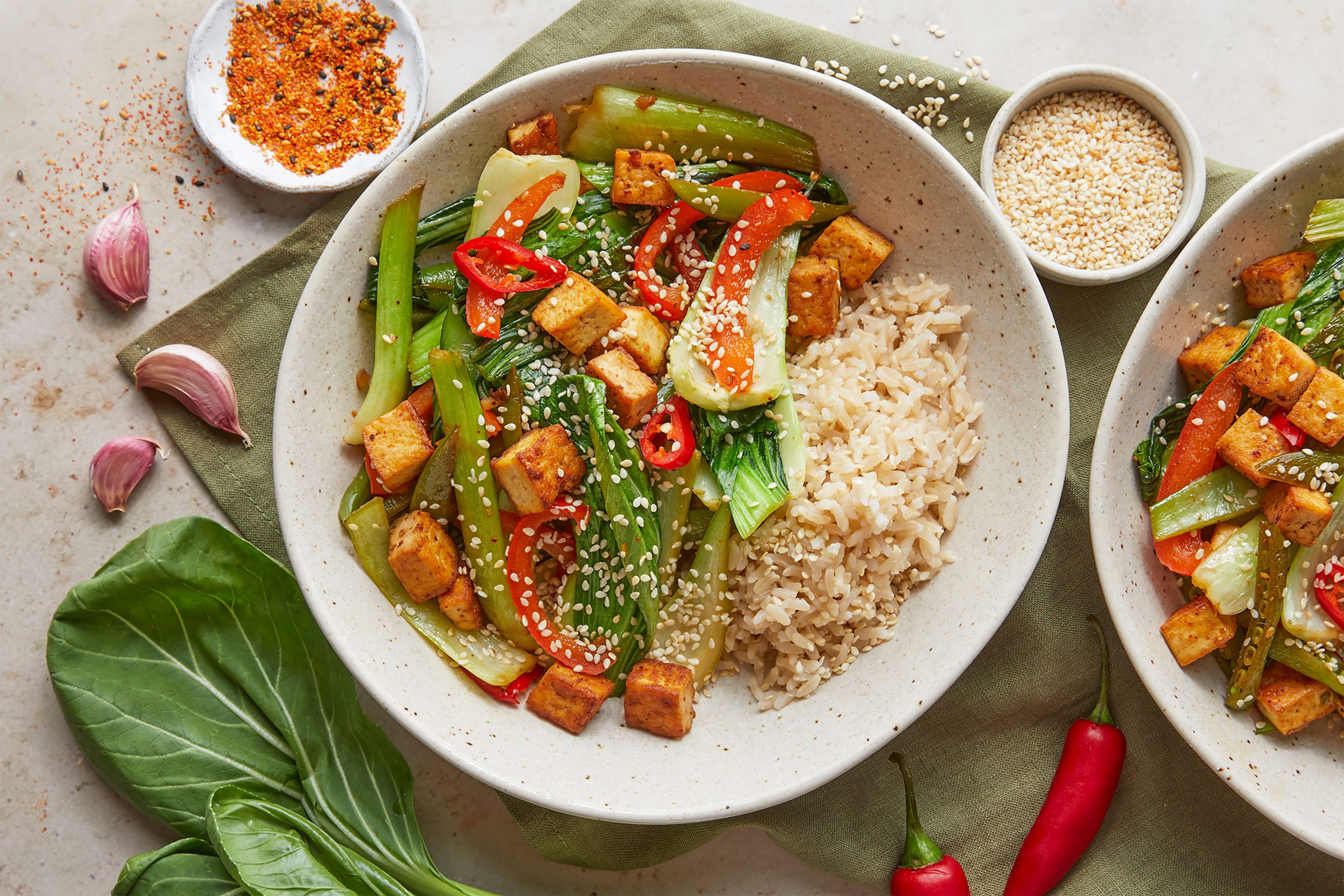 7-spice tofu & pak choi