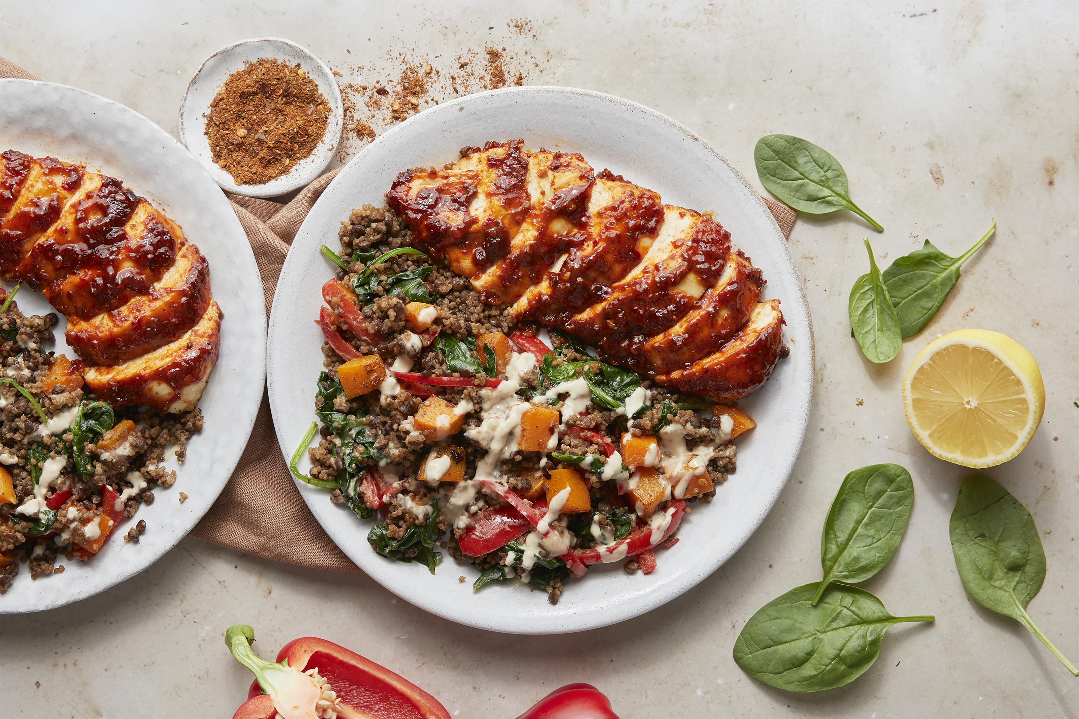 Harissa chicken with warm quinoa salad