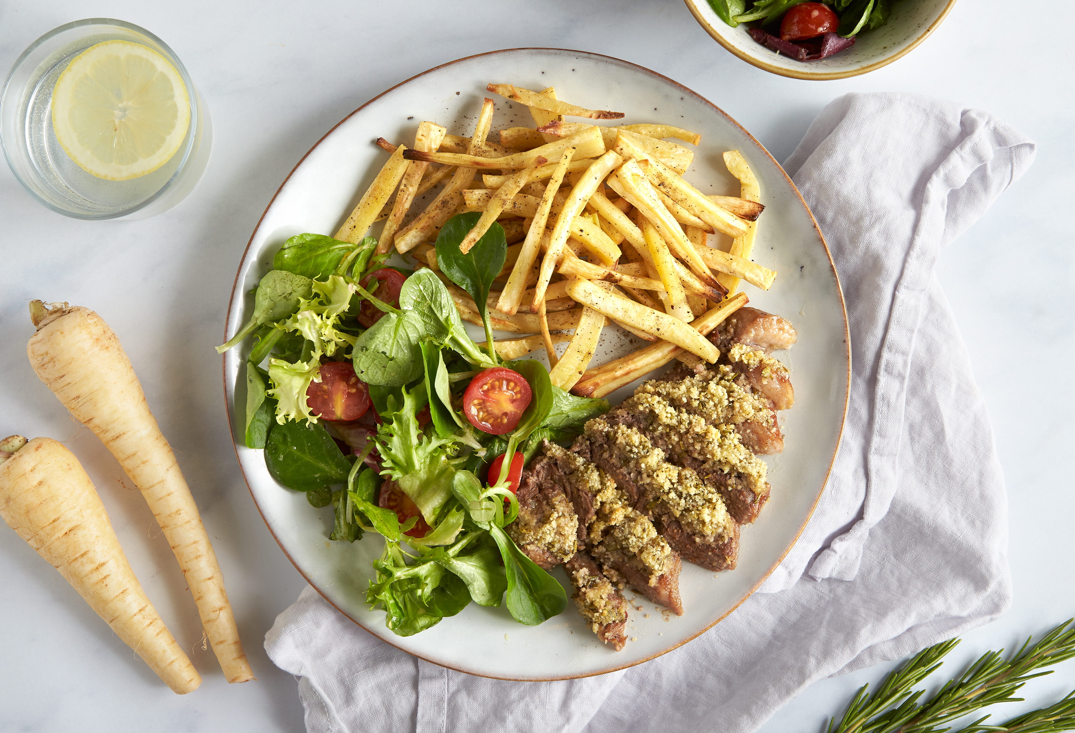 Rosemary-crusted Lamb with Parsnip Fries