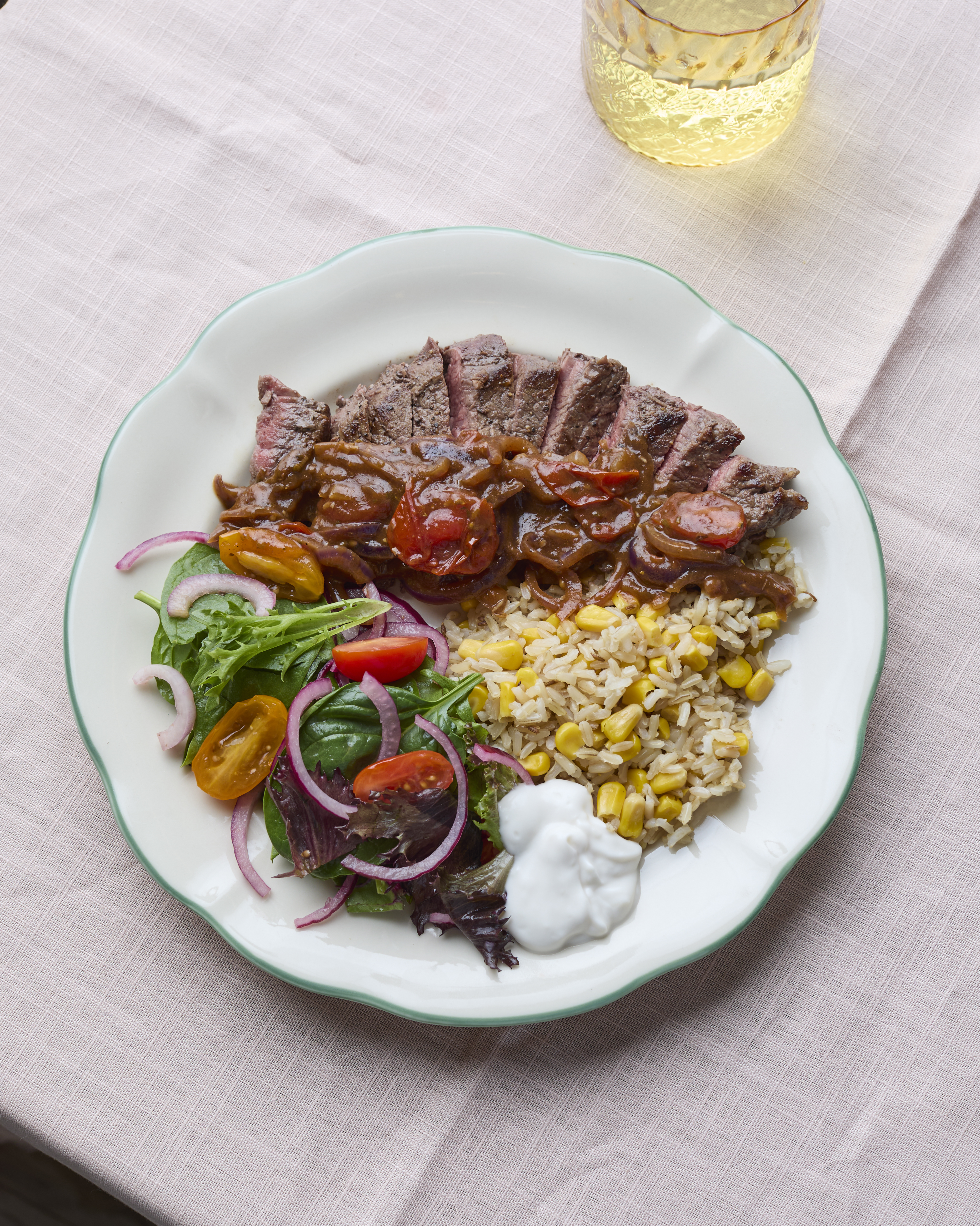 Denver Steak with a Chipotle Sauce & Pickled Onion & Tomato Salad