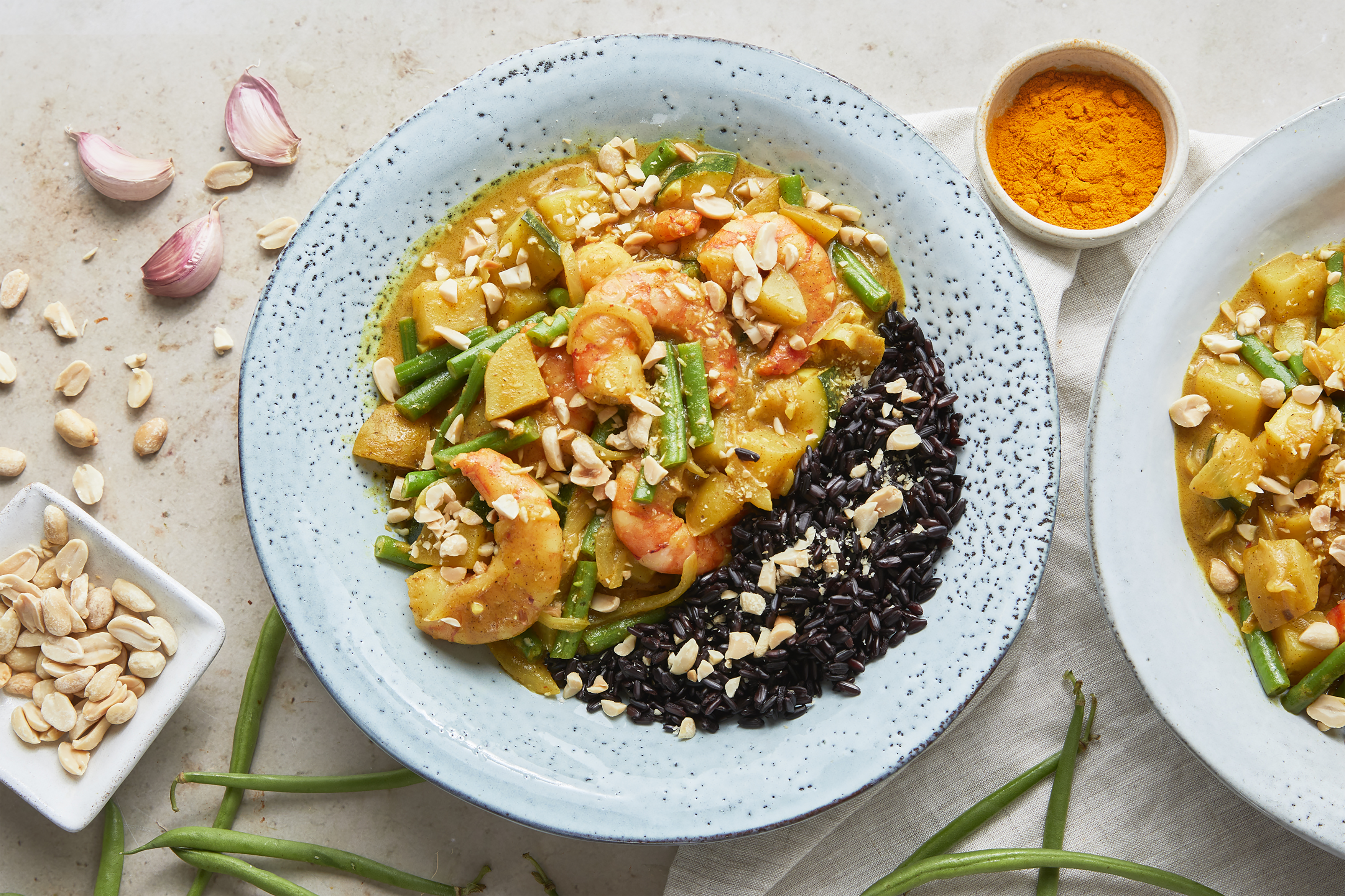 Massaman-style Prawn Curry with Black Rice