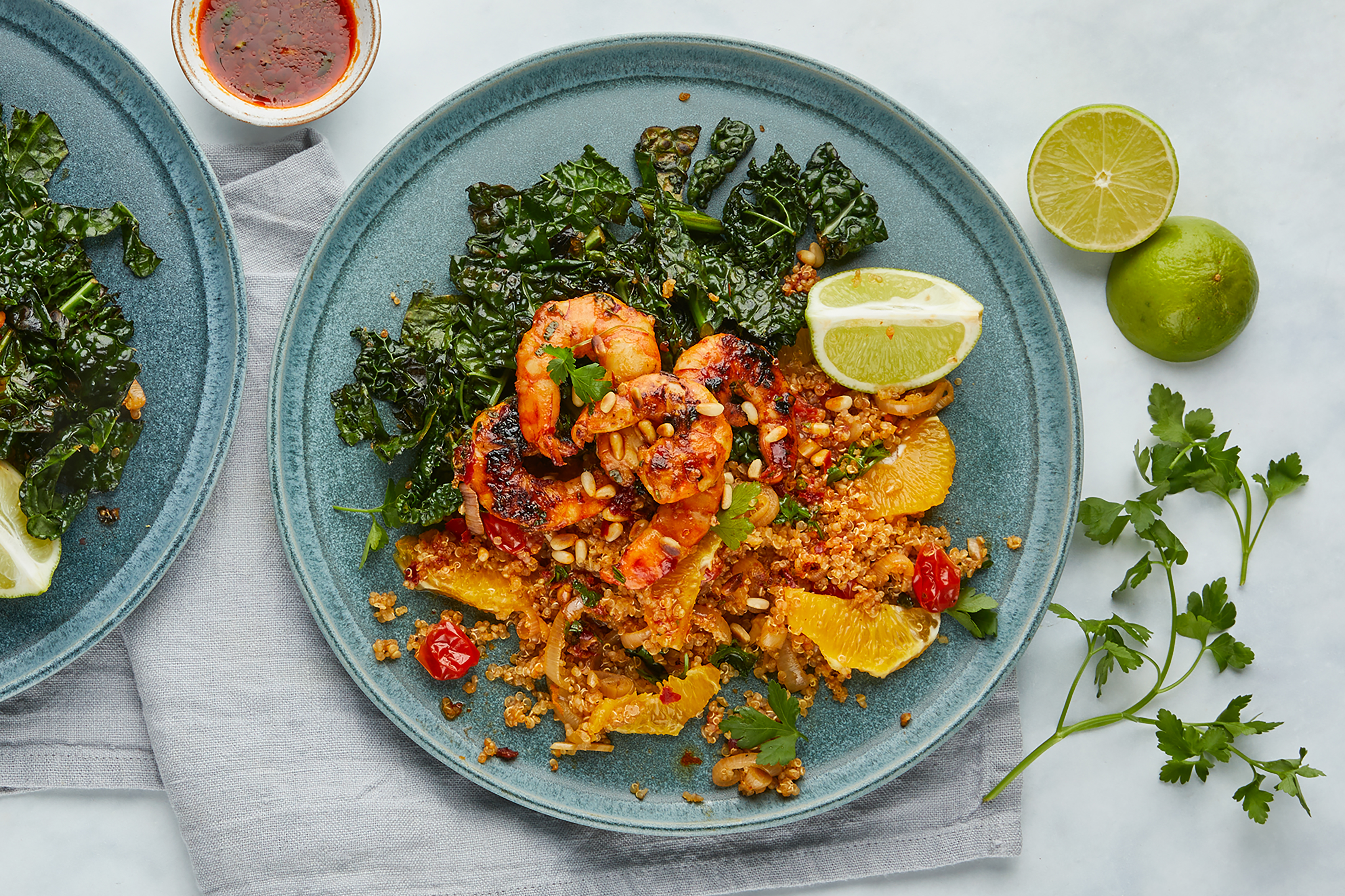 Harissa Tiger Prawns & Herb Packed Quinoa Salad