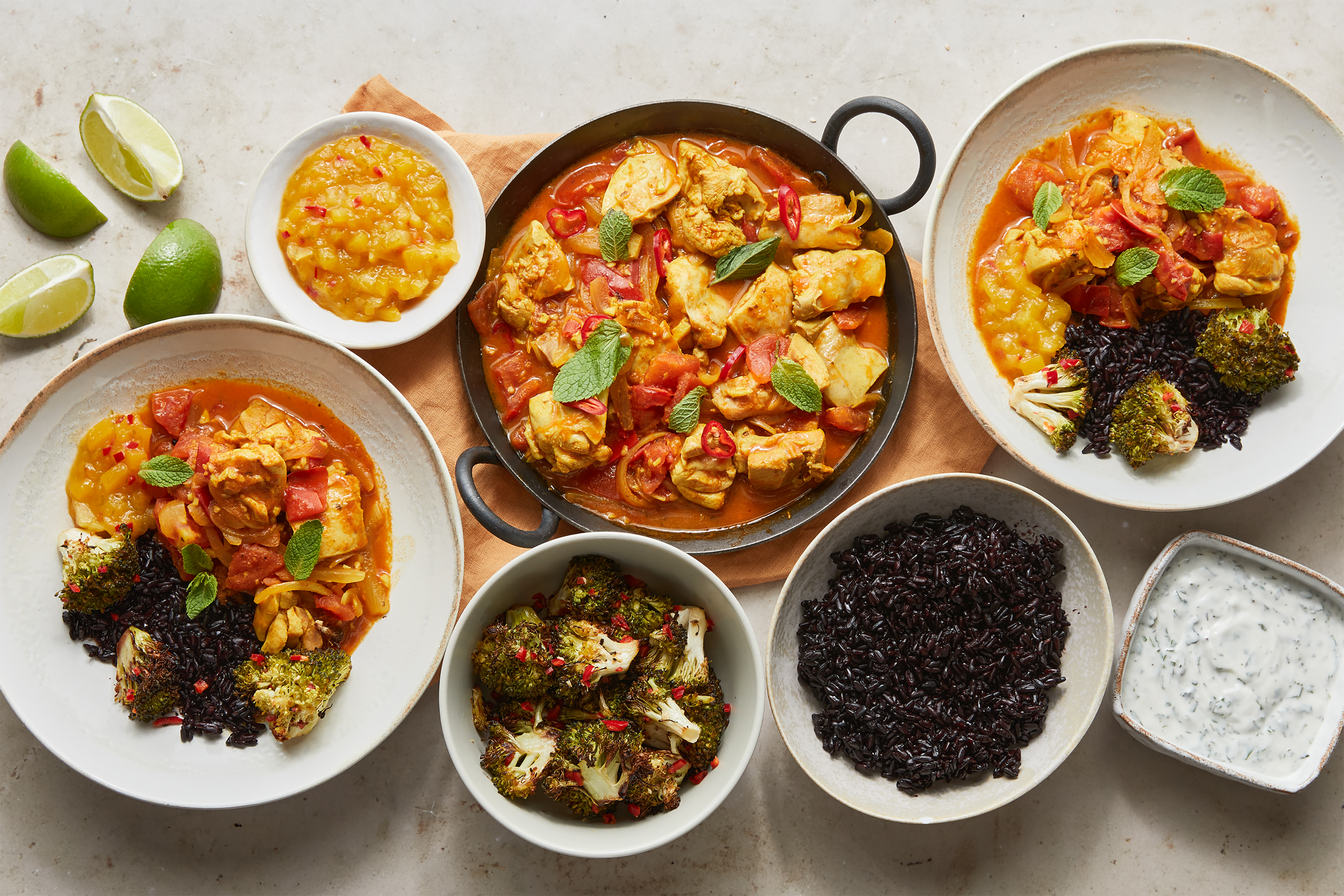 Thali-style Indian Chicken Feast