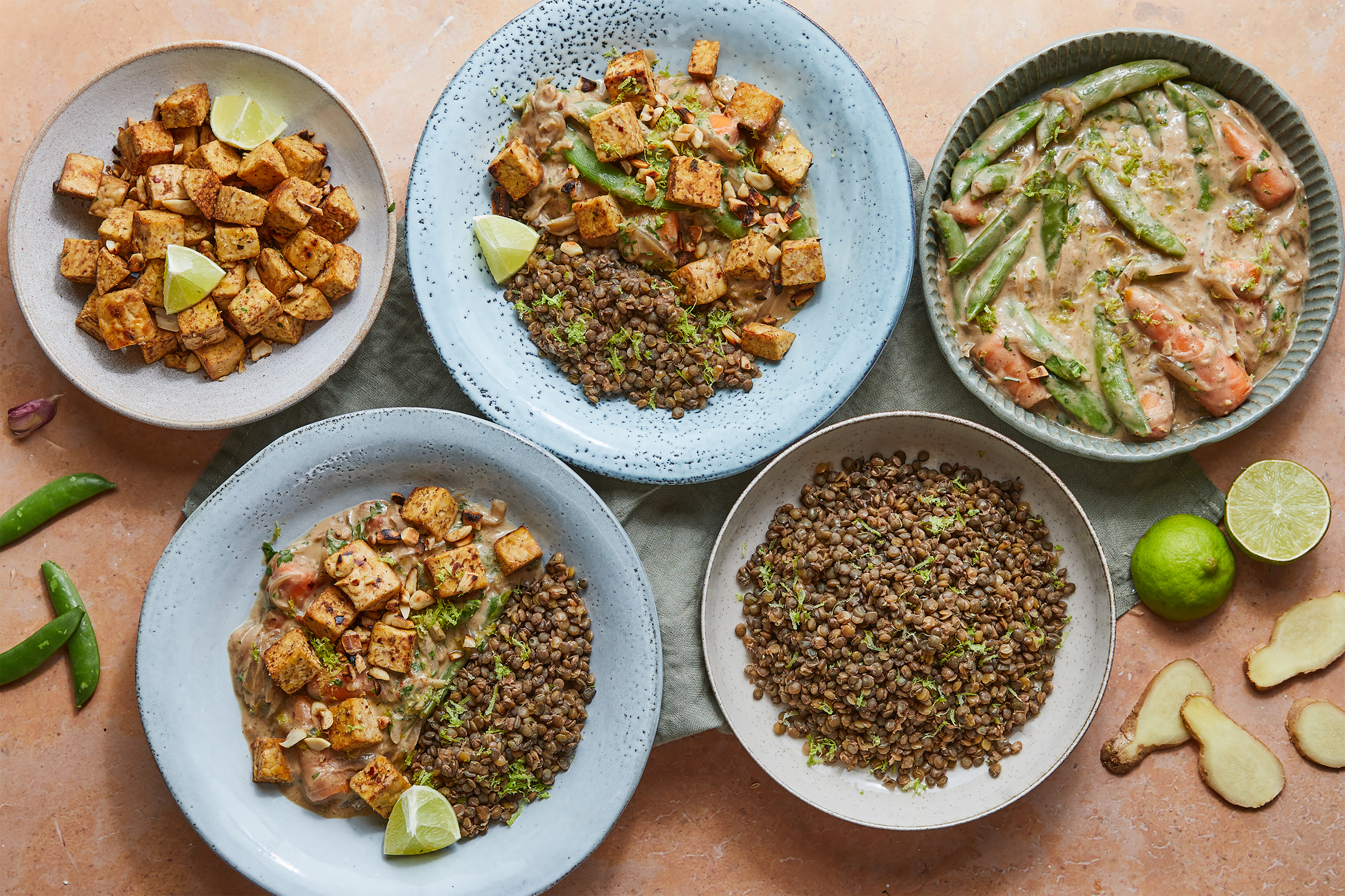 Berbere tempeh with winter lentils