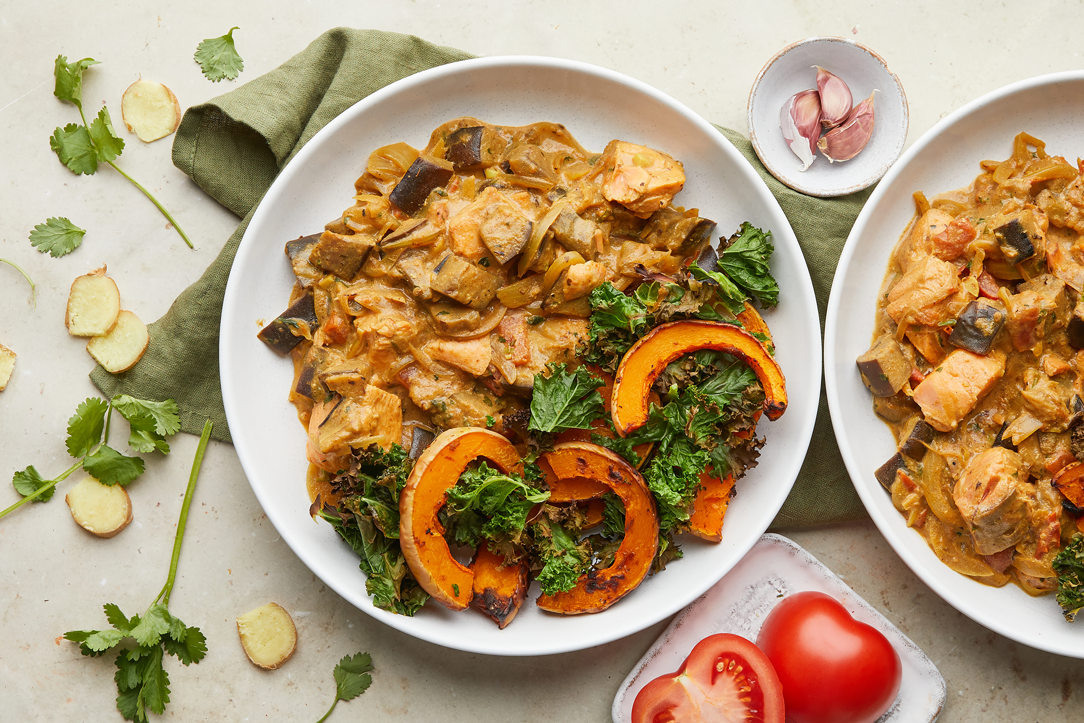 Tikka Salmon with Golden Butternut Squash & Kale