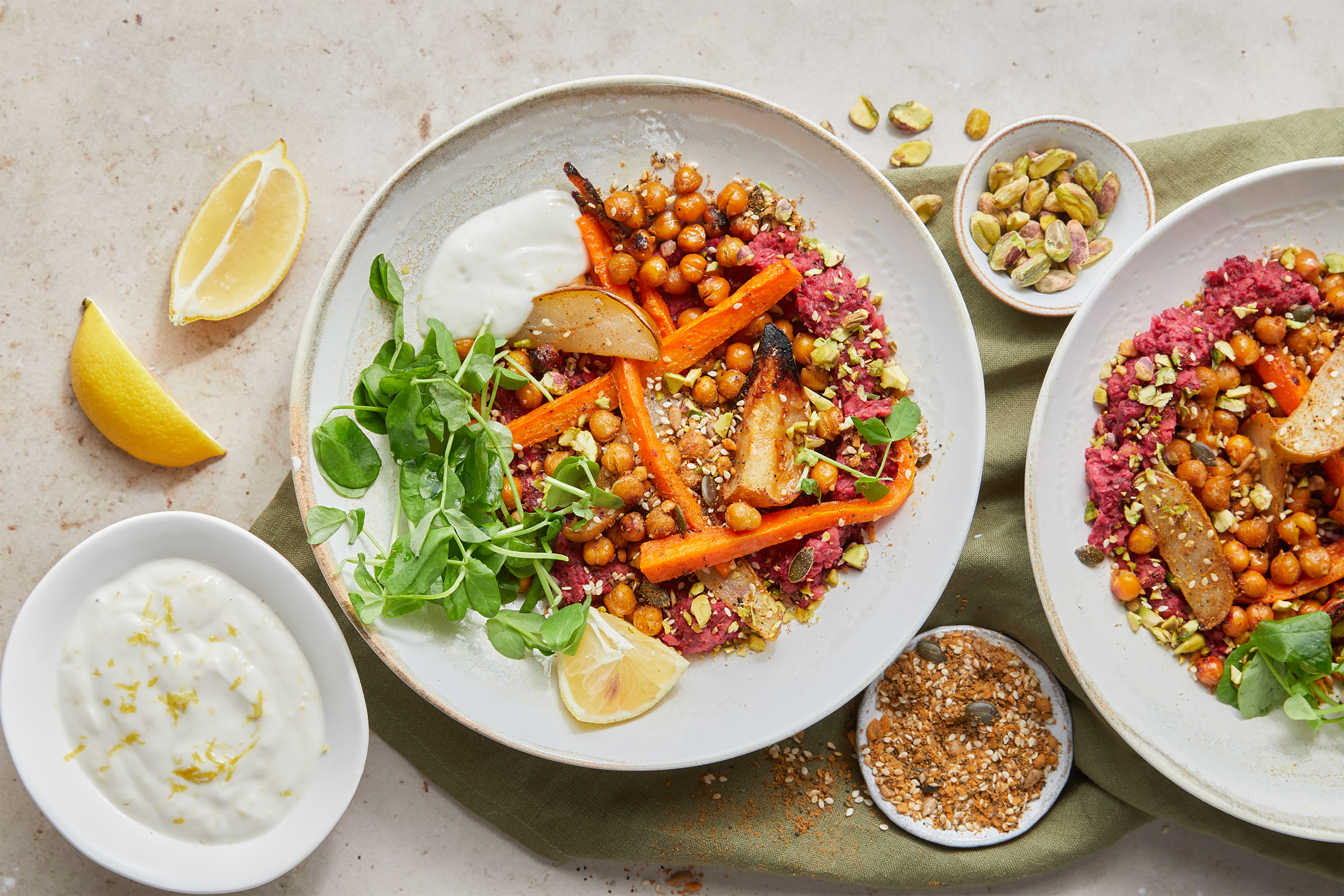 Roasted Chickpea & Beetroot Hummus Salad