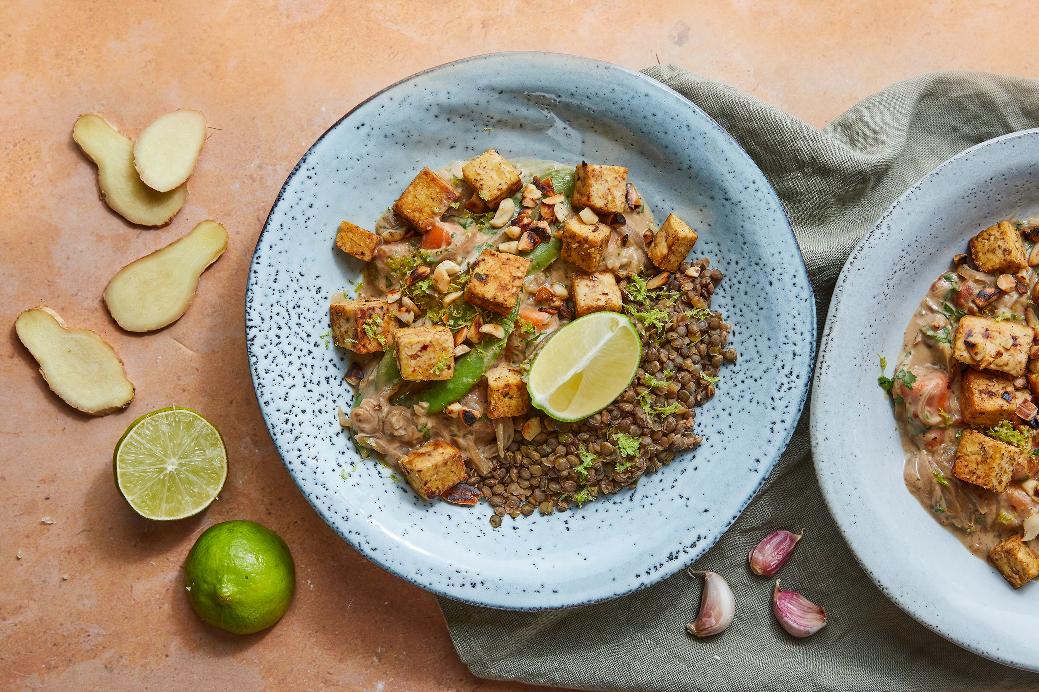 Berbere tempeh with winter lentils