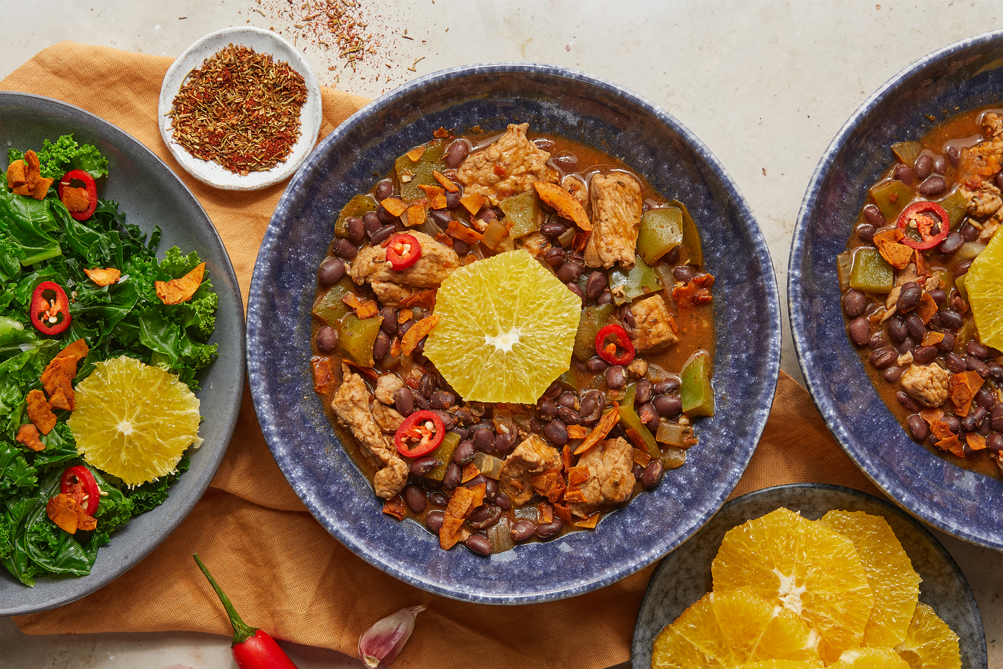 Feijoada-style Pork Stew with Steamed Greens