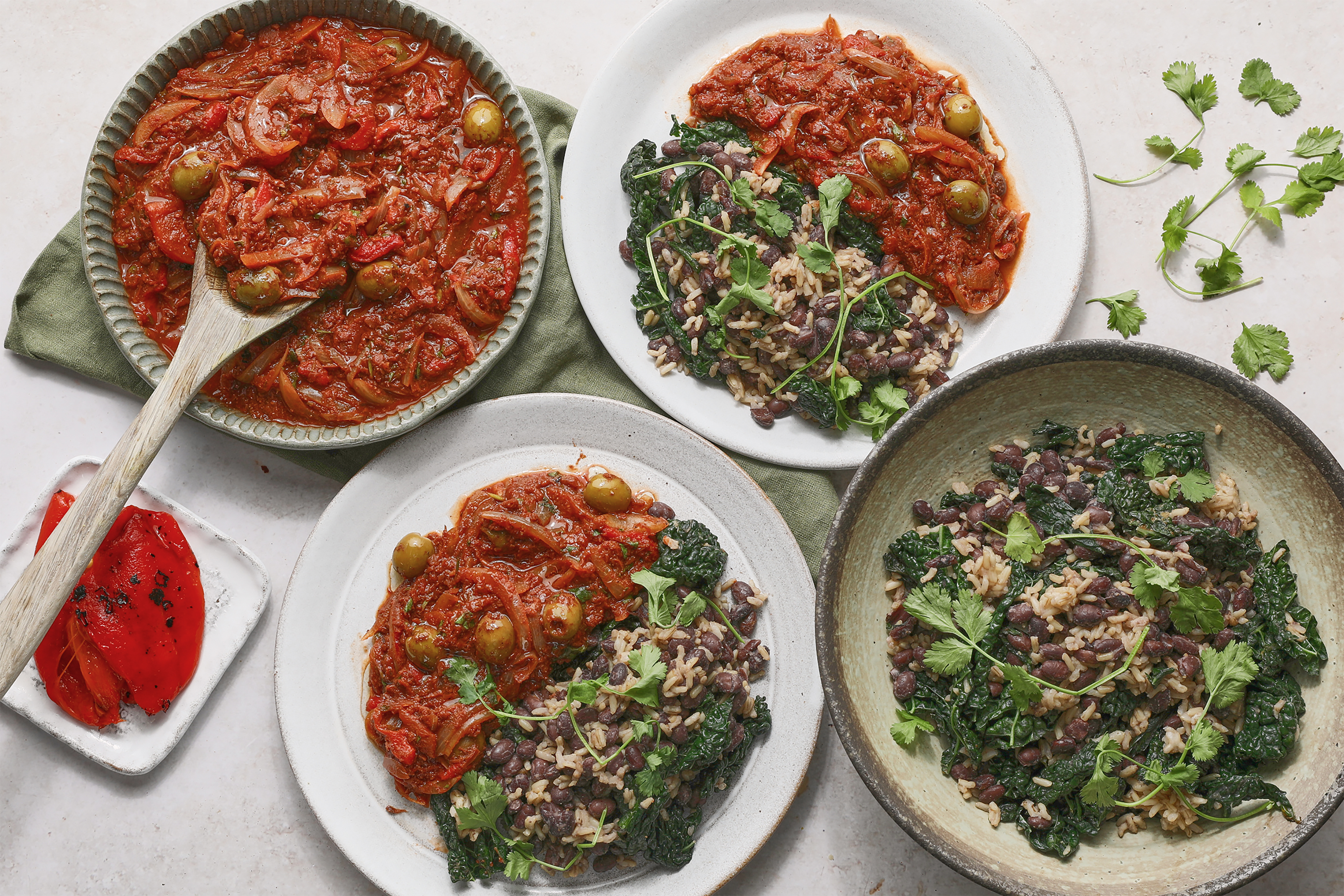 Cuban-inspired Jackfruit Stew with Rice, Beans & Greens