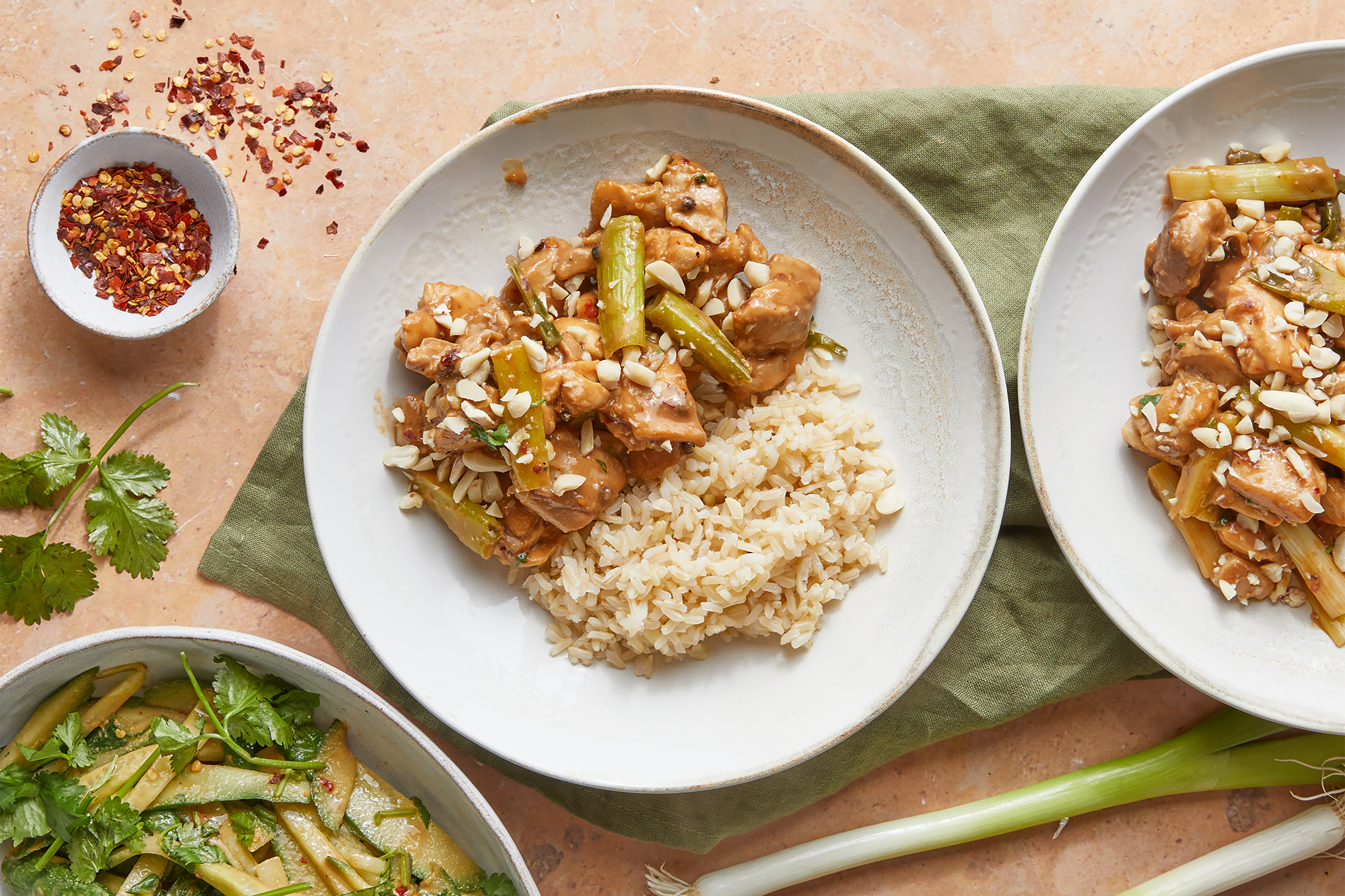 Kung Pao Chicken with Spicy Cucumber Slaw