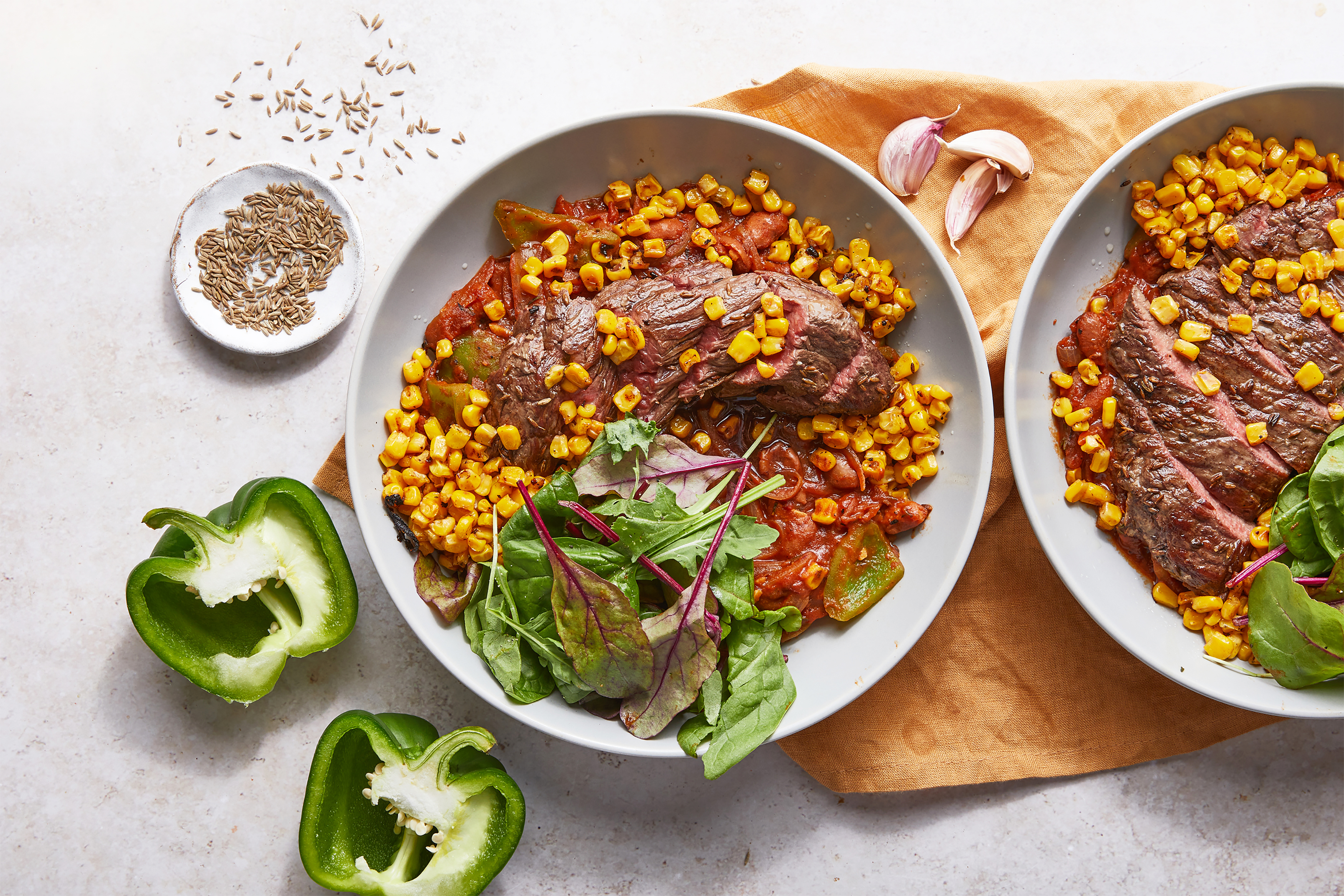 Mexican steak with smoky chipotle beans