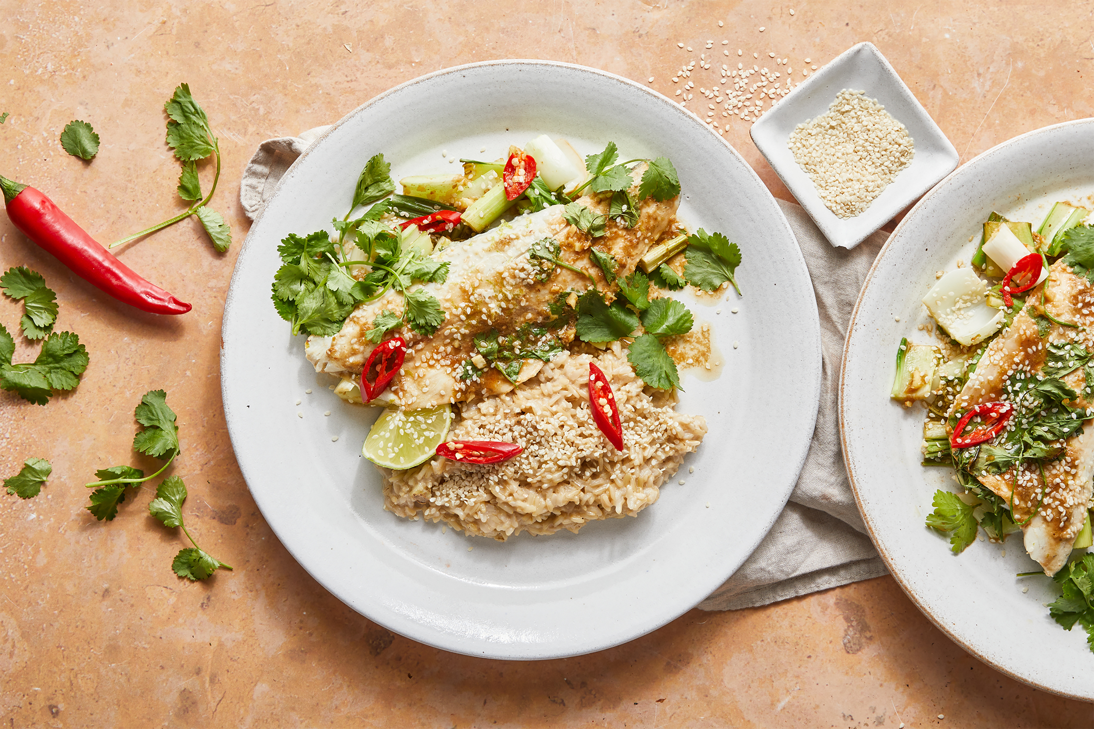 Steamed Ginger Sea Bass with Coconut Rice