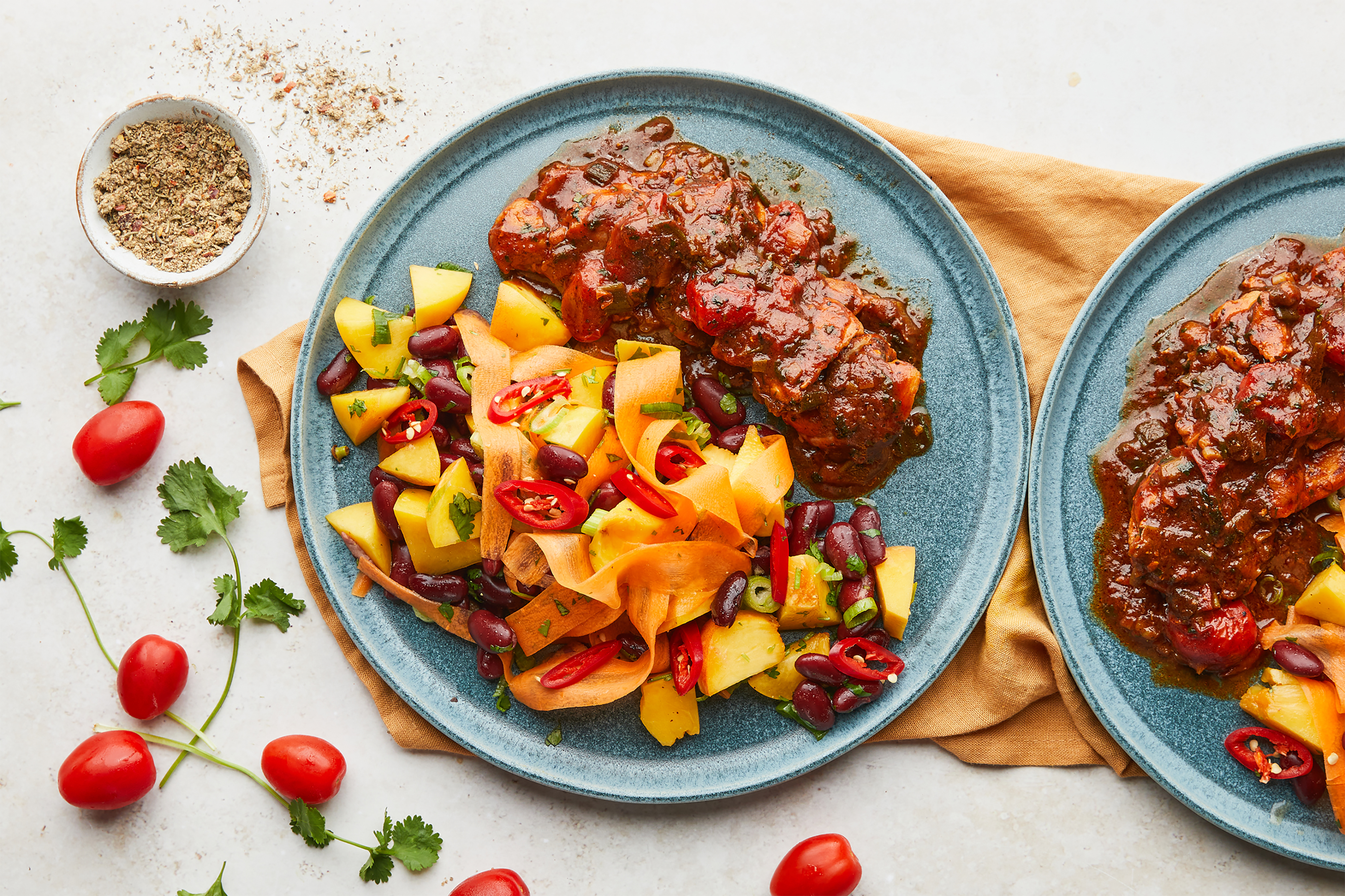 Jerk Chicken with Sweet & Spicy Bean Salad