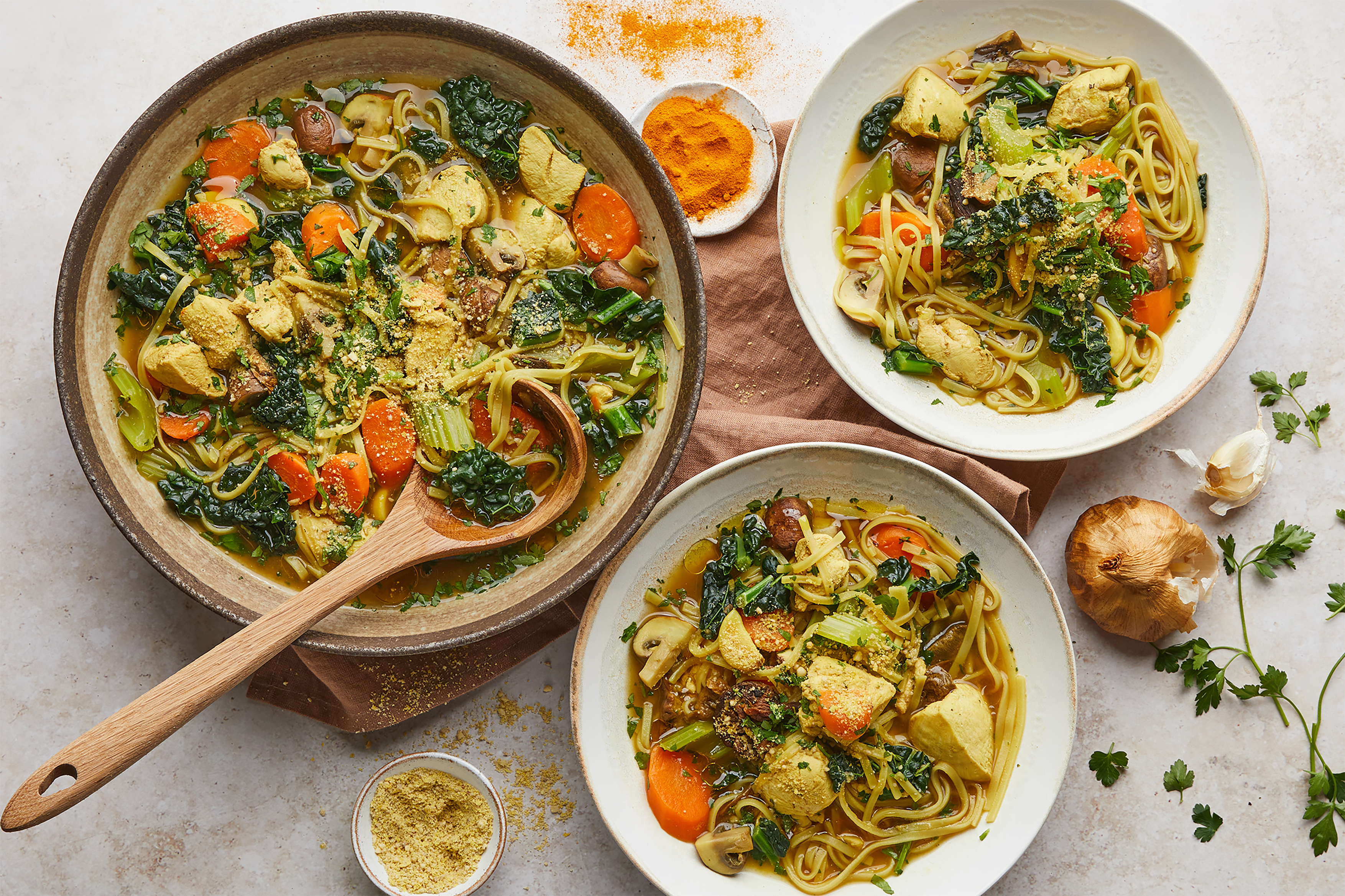 Turmeric chicken noodle soup