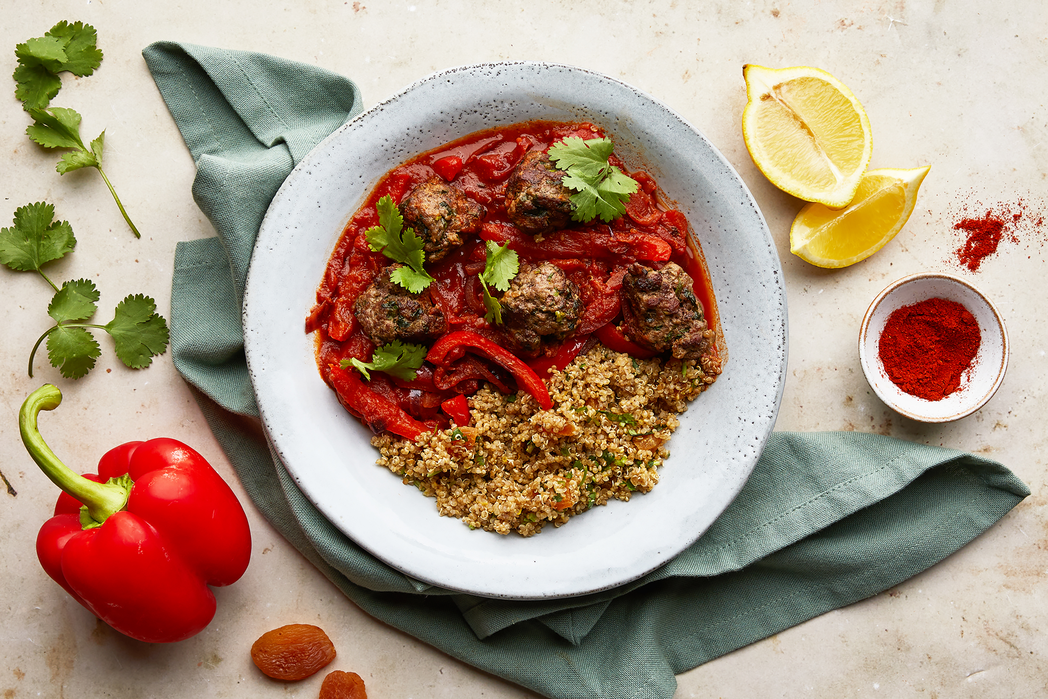 Middle Eastern Meatballs with Jewelled Quinoa