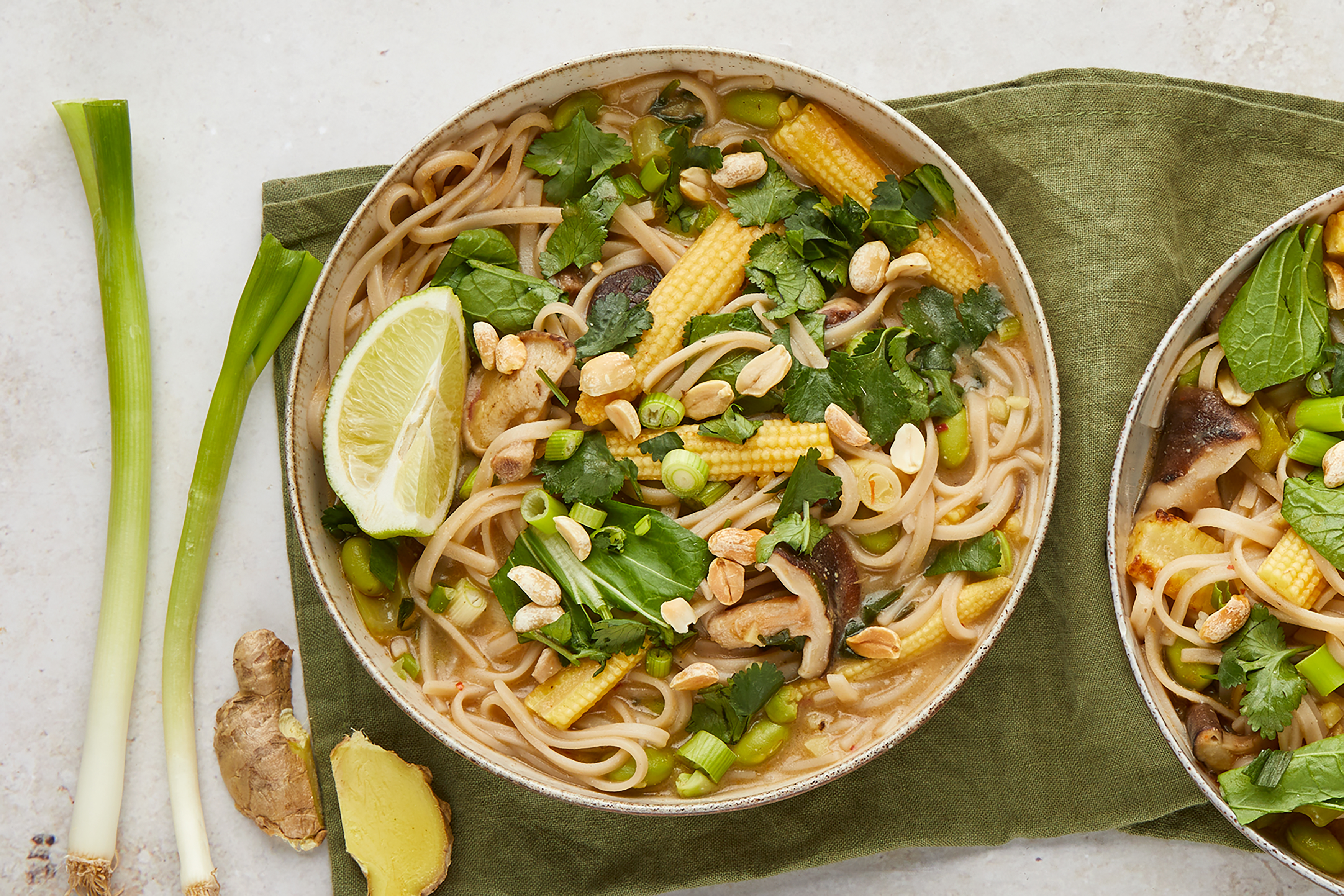 Creamy Peanut & Edamame Noodle Soup
