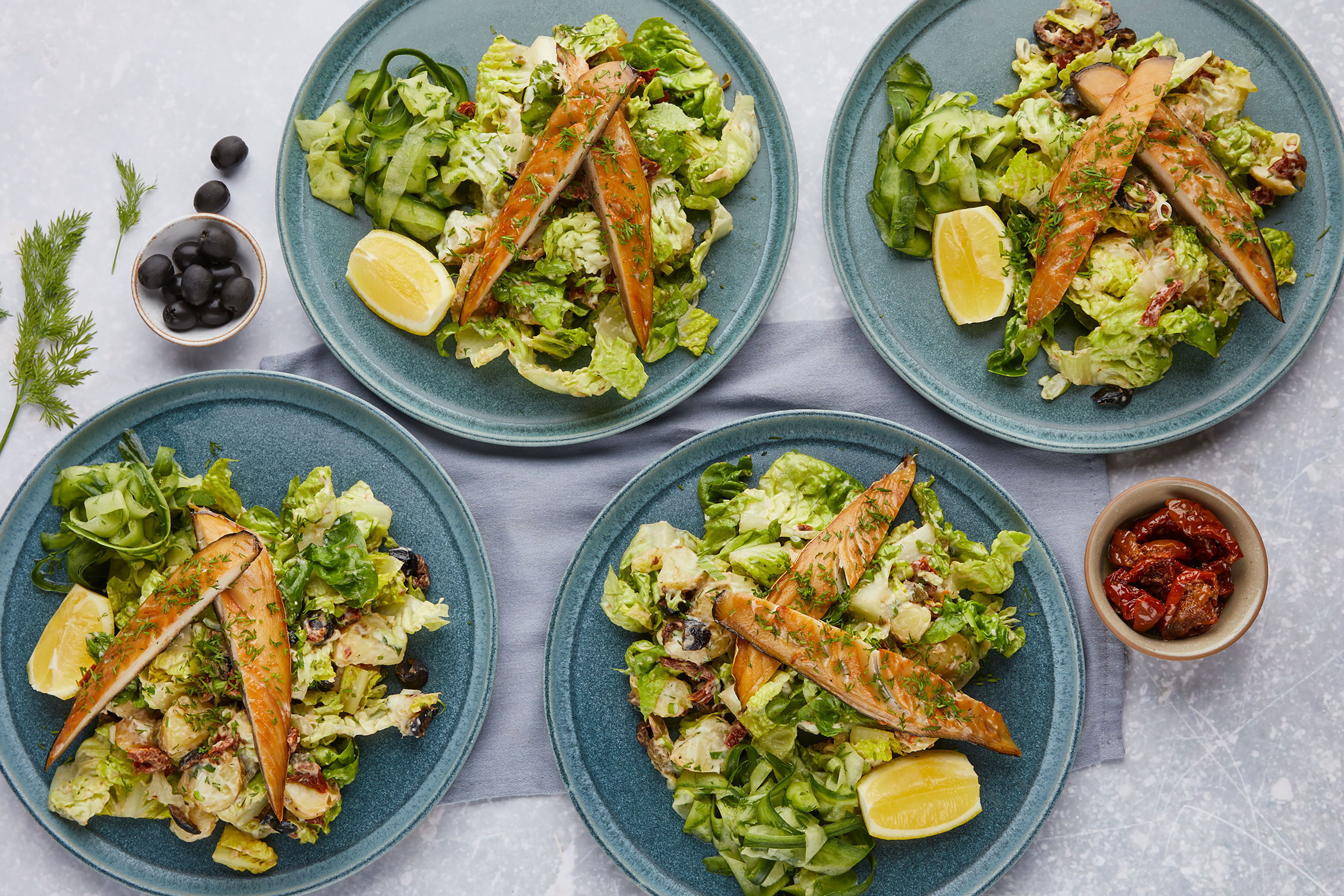 Smoked mackerel with a new potato and dill salad