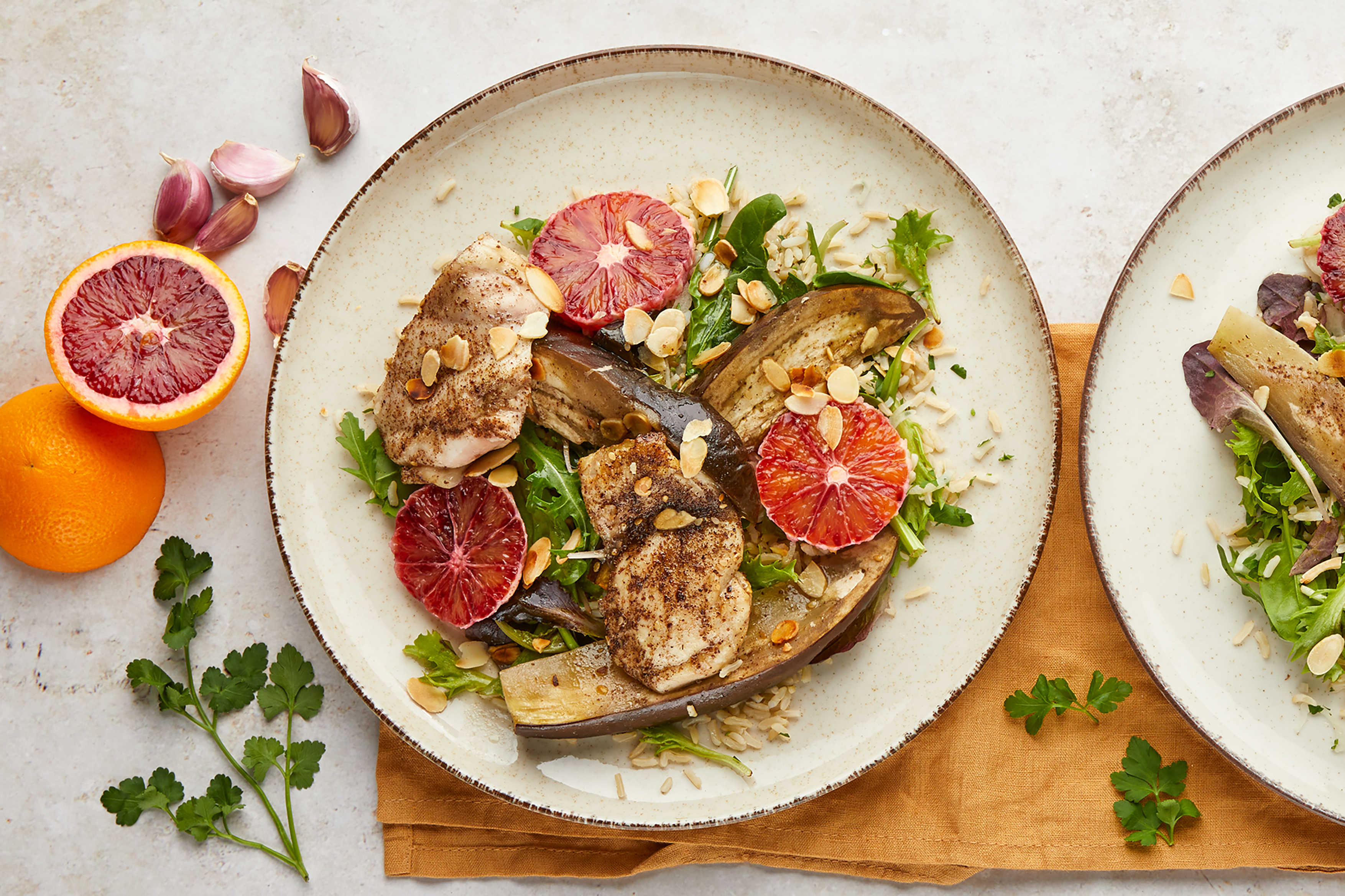 Spiced Chicken Traybake with Rocket & Orange Salad