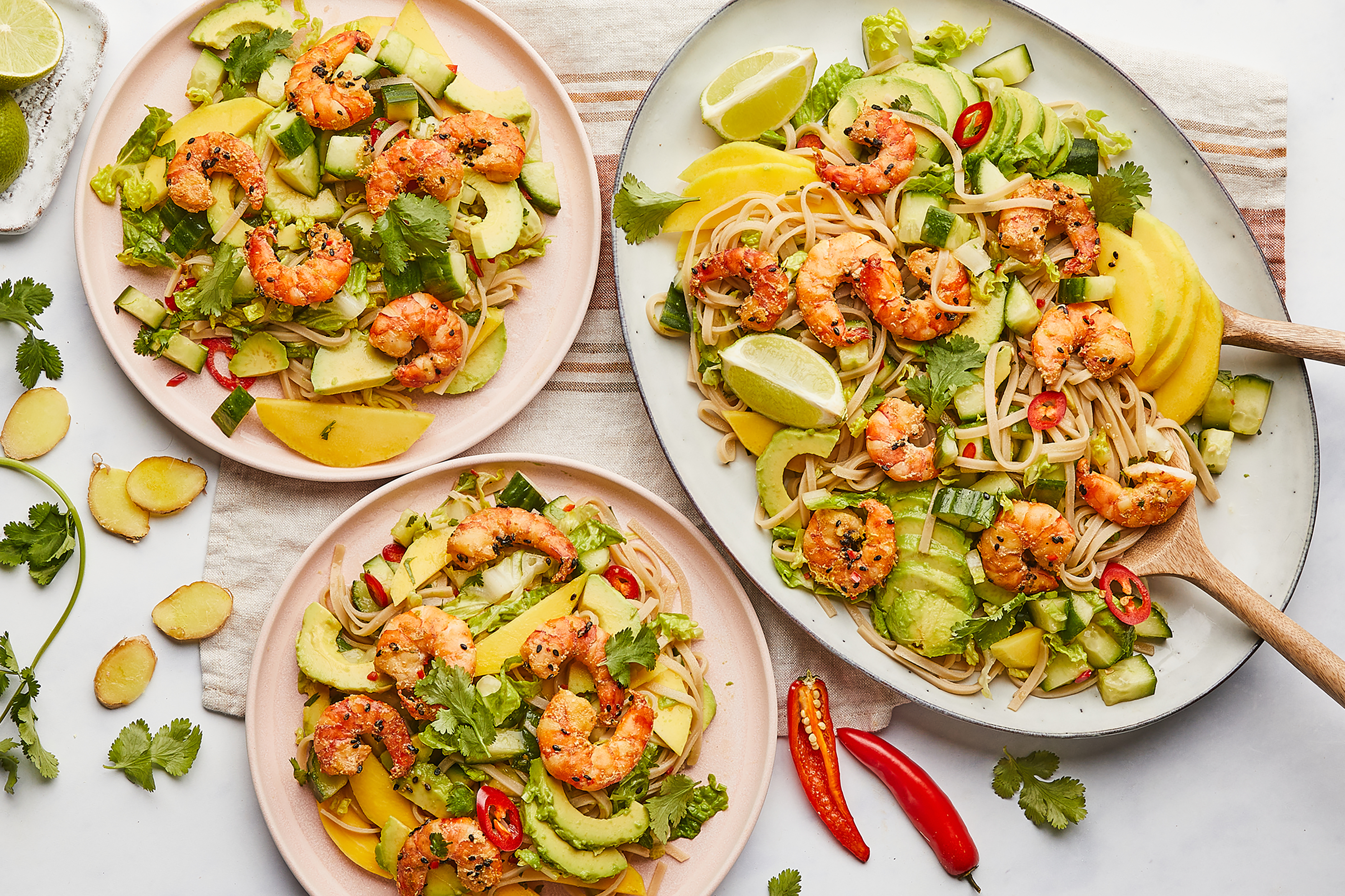 Chilli & Mango Tiger Prawn Noodle Salad with Avo