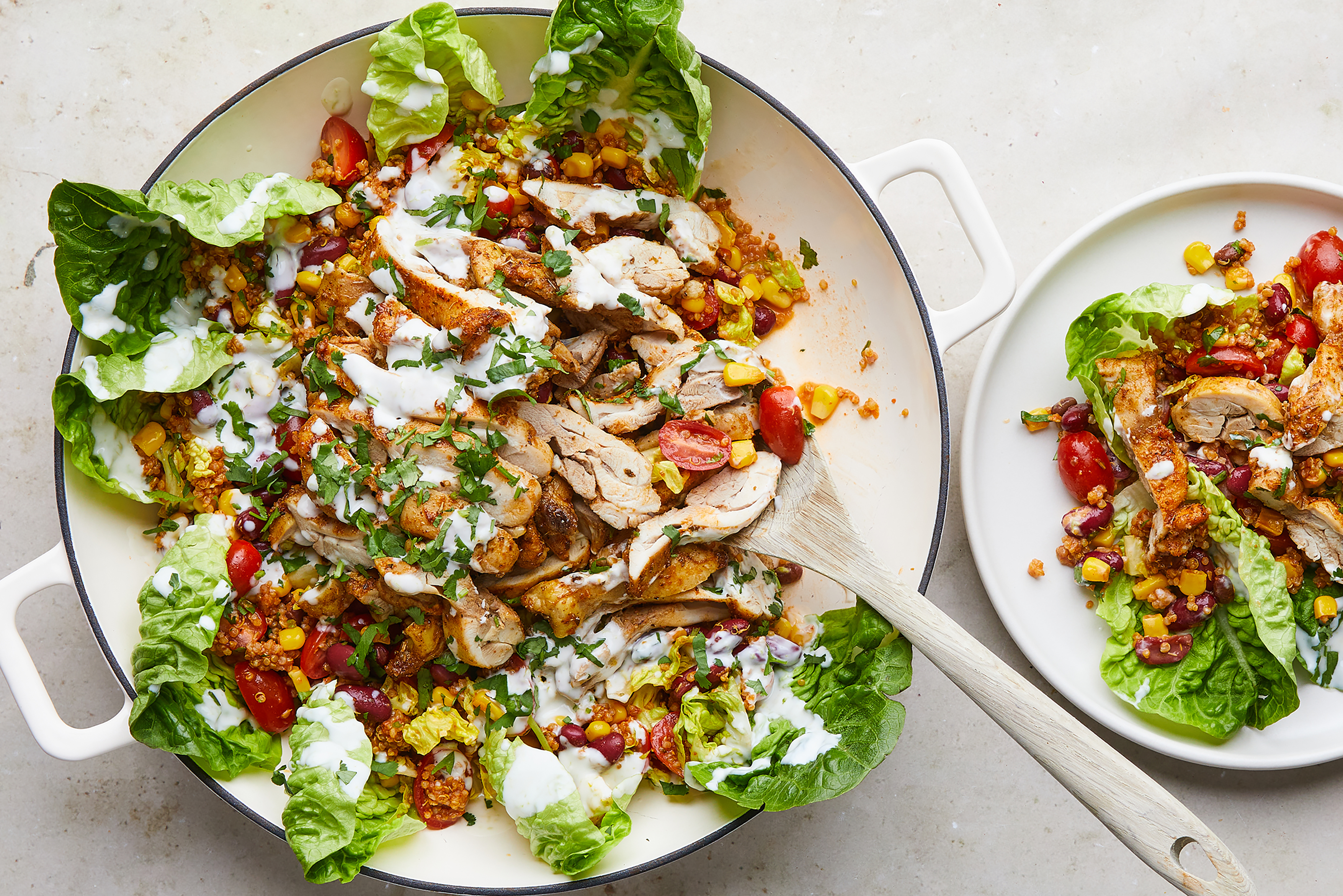 Free-range Chicken Fajita Salad with Corn & Lime Yoghurt