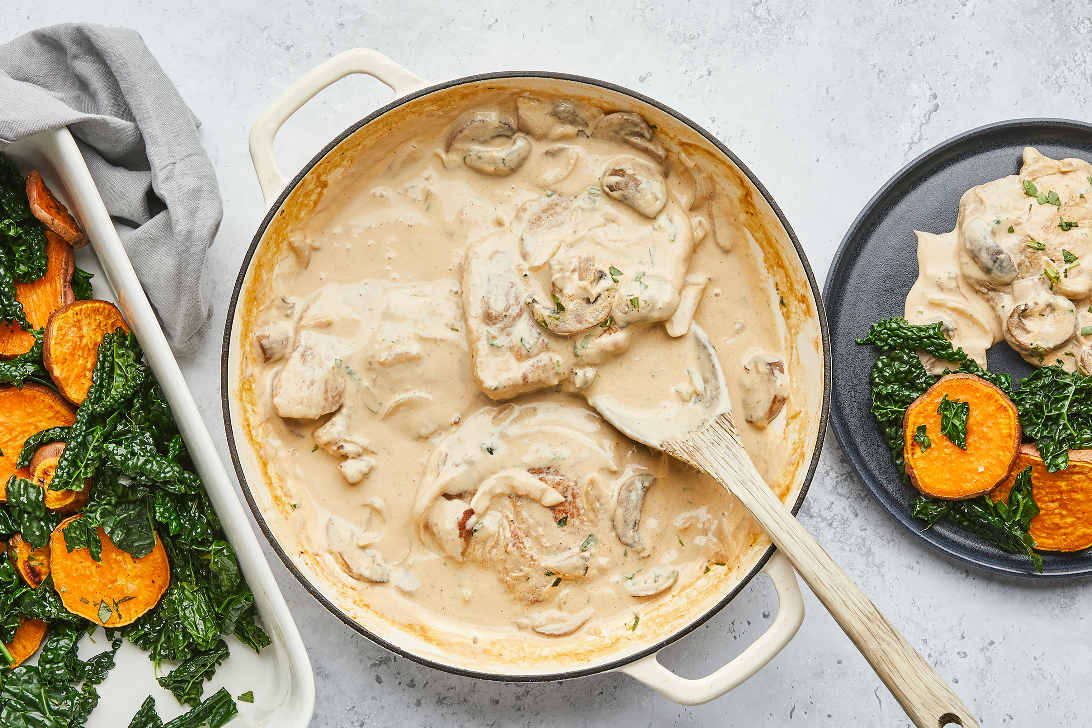 Pork Loins with Creamy Mushroom & Tarragon Sauce
