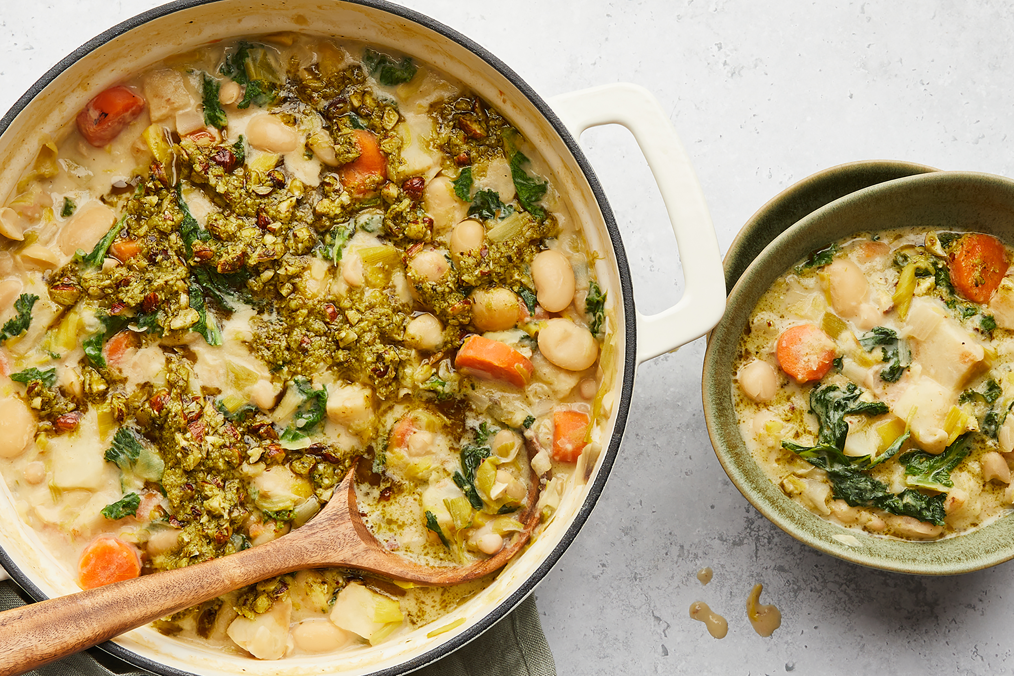 Celeriac & Butter Bean Casserole with Hazelnut Pesto