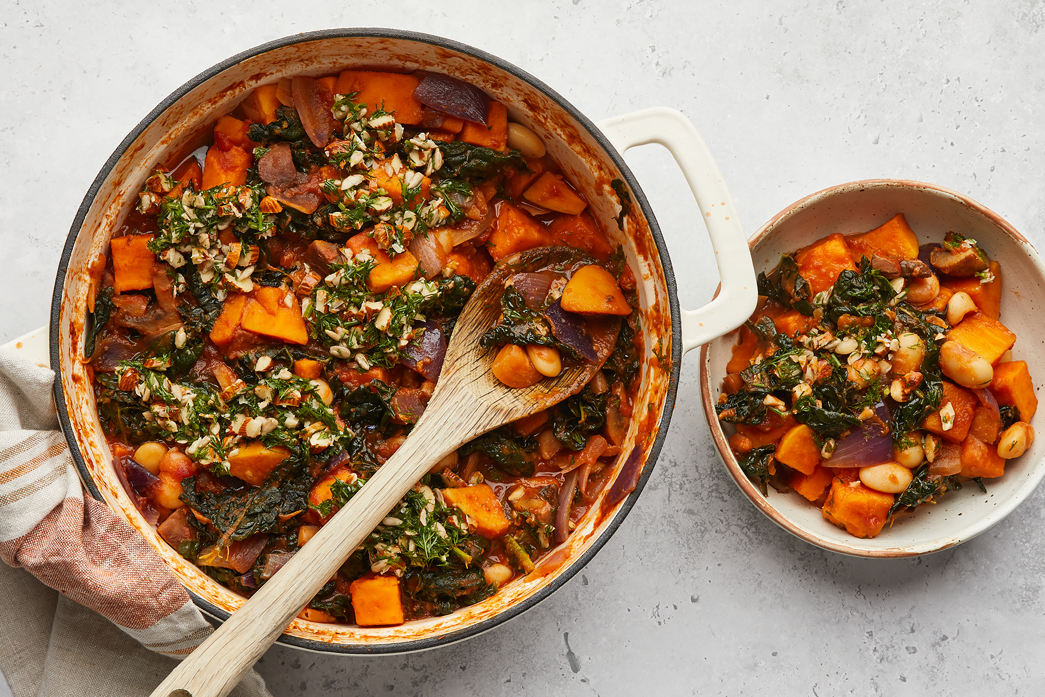 Sweet Potato & Mushroom Stew with Dill Pesto