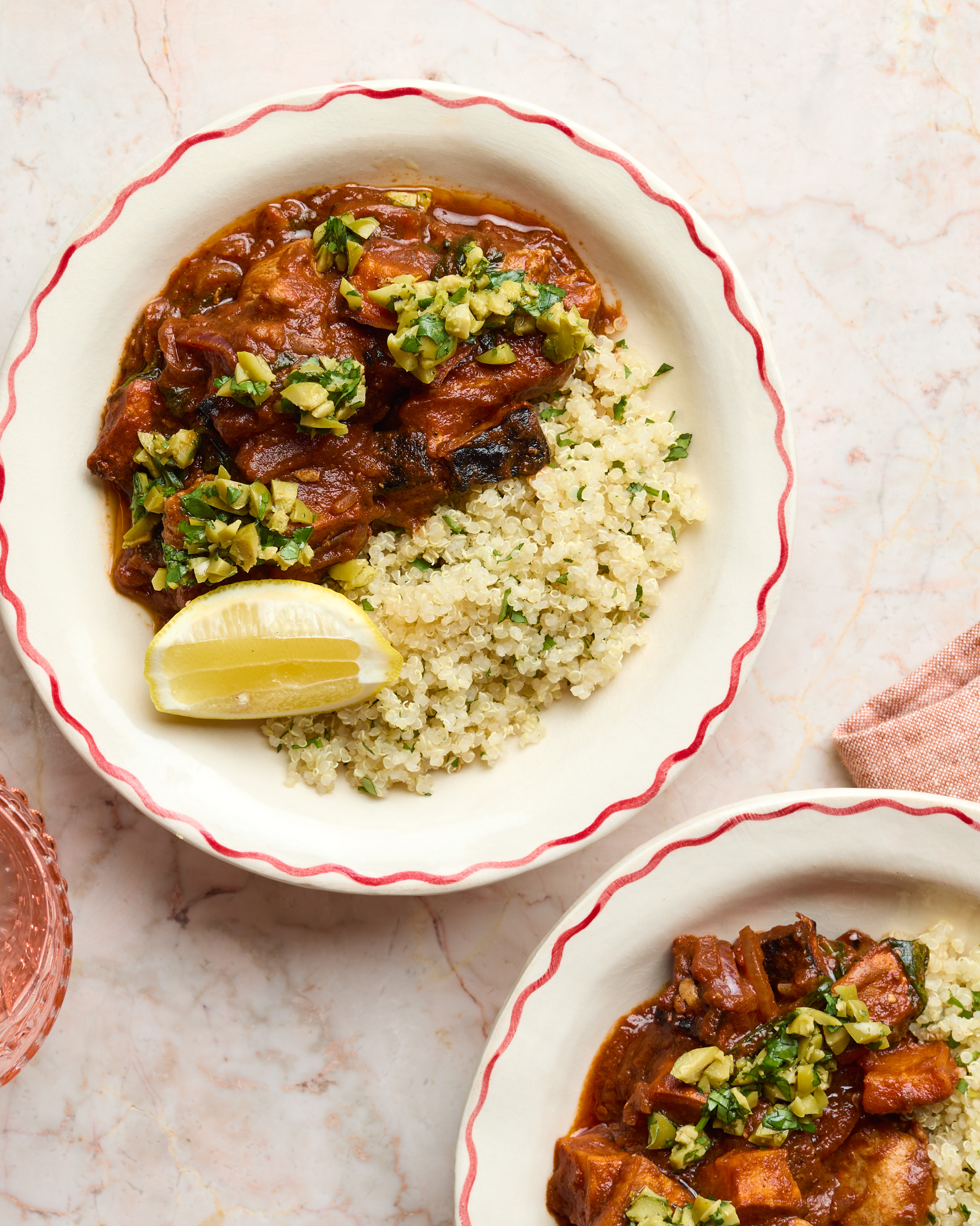 Moroccan-style Chicken Tagine with Herby Quinoa & Olive Salsa